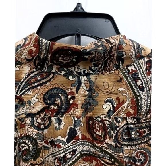 Talbots VTG Talbots Silk Long Sleeve Paisley Button Up Top Brown Size 6 Petite Womens Size M / US 6-8 / IT 42-44 - 6 Thumbnail