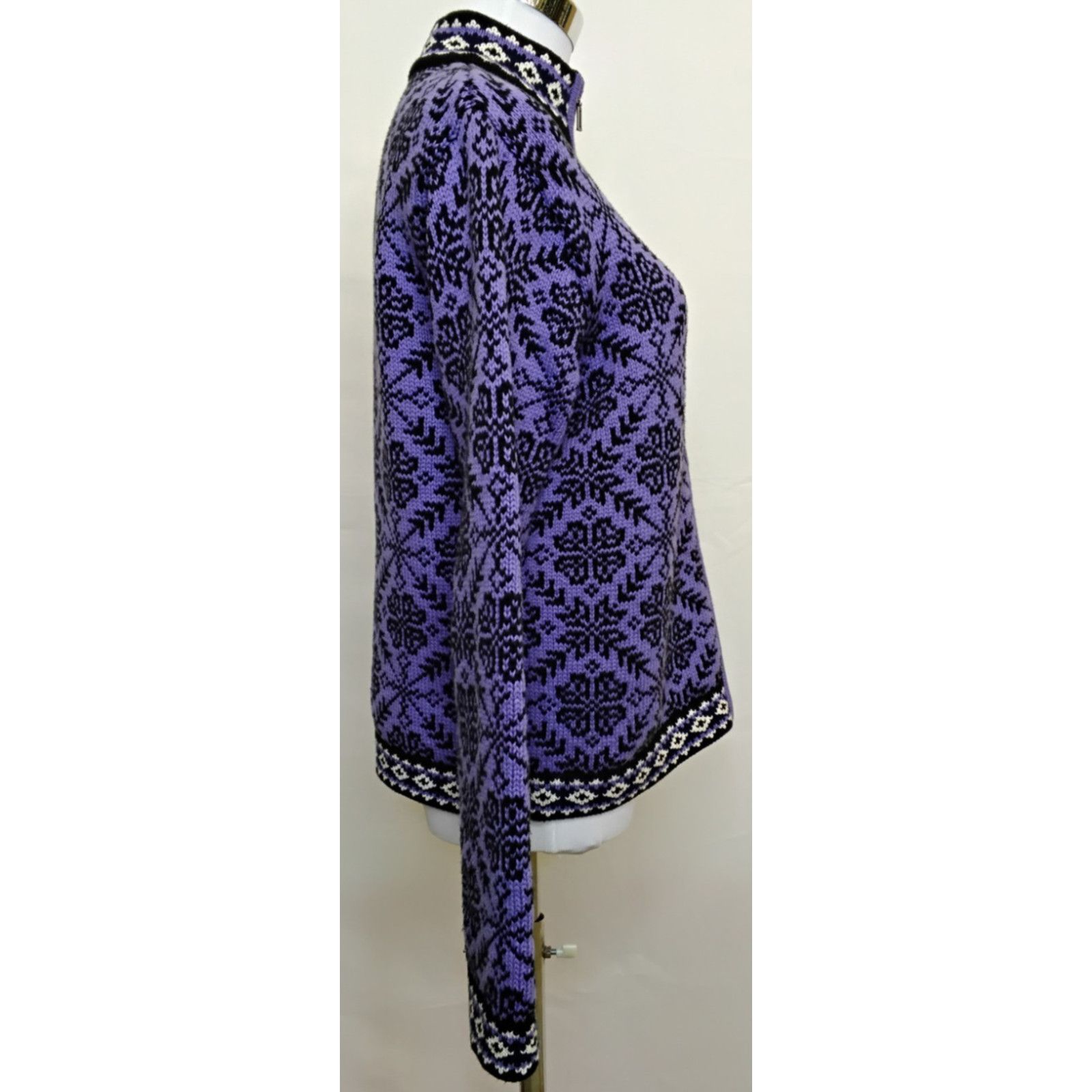 L.L. Bean L.L. Bean Sweater Women's S Purple Full Zip Fair Isle Size S / US 4 / IT 40 - 4 Thumbnail