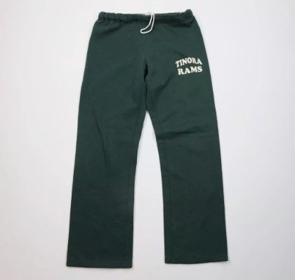 Vintage Vintage 90s Spell Out Rams Wide Leg Sweatpants Green USA Size 28" / US 6 / IT 42 - 1 Thumbnail