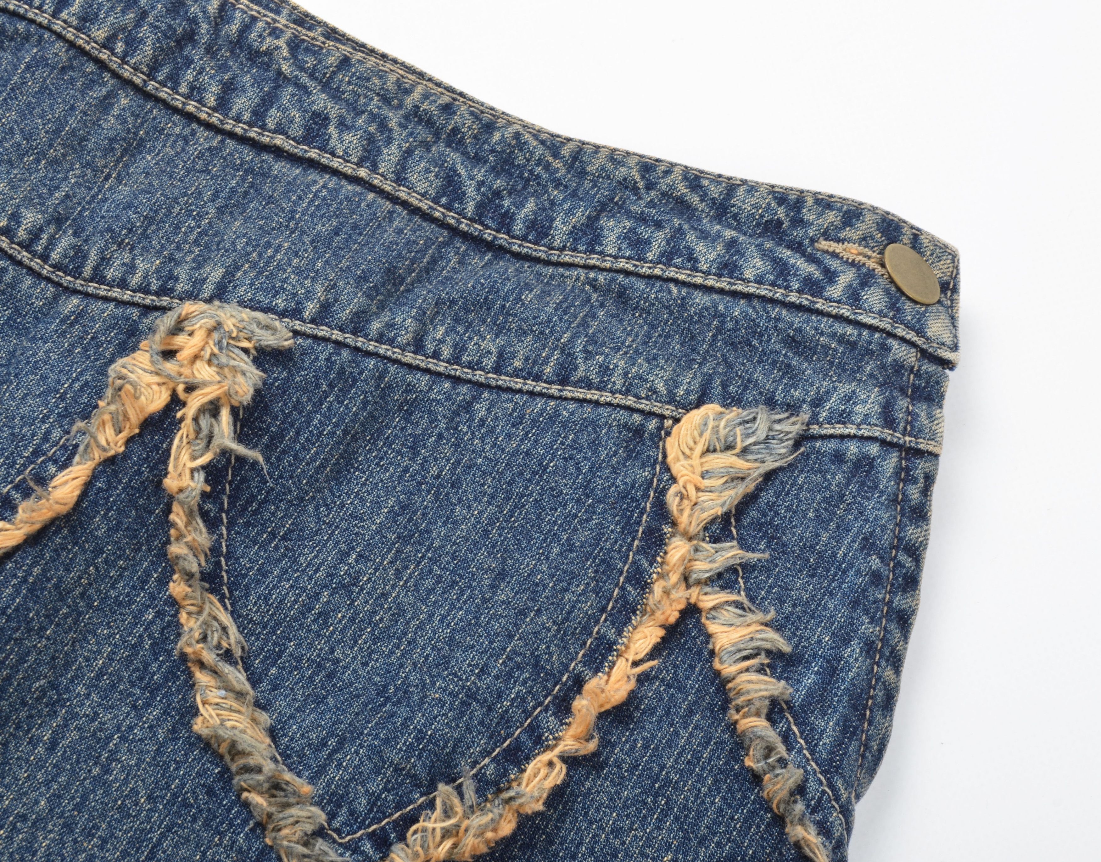Vintage Vintage Per Una Y2K Grunge Denim Mini Skirt Size 28" / US 6 / IT 42 - 5 Thumbnail