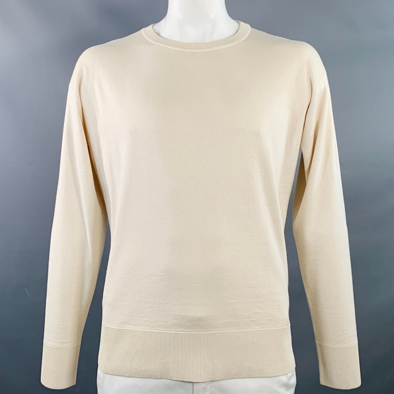 PIACENZA 1733 Size XXXL Cream Silk Cotton Crew Neck Pullover