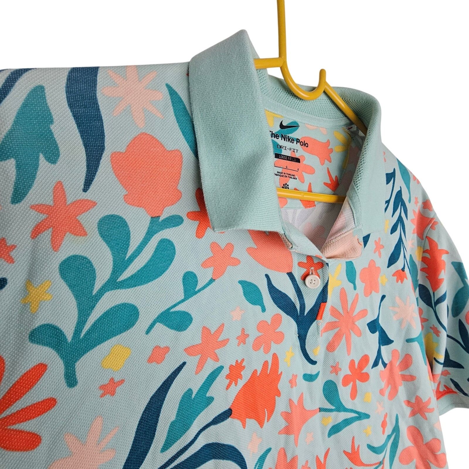 Nike Nike Women Floral Cropped Polo Shirt Dri-Fit Sporty Stretch Size L / US 10 / IT 46 - 5 Thumbnail