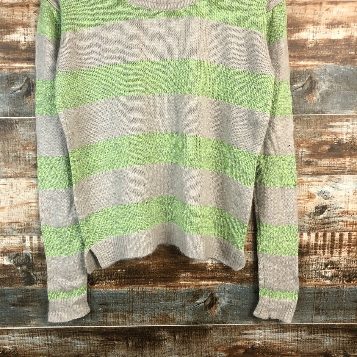 Japanese Brand DL Frees Phrase Stripe Green Knitwear #C518 Size US M / EU 48-50 / 2 - 3 Thumbnail