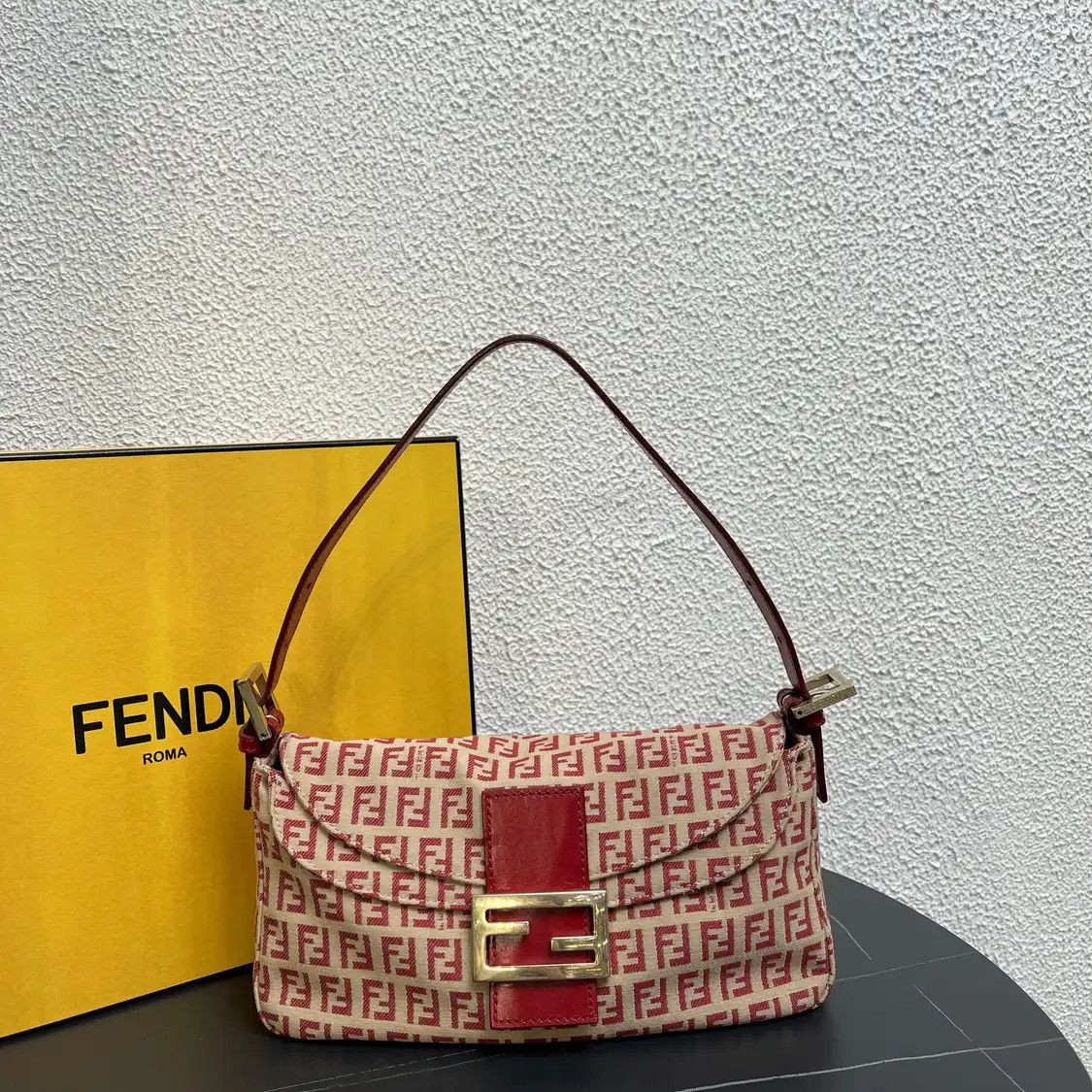 Fendi Nude Pink Canvas Doublef Shoulder Bag, Women's