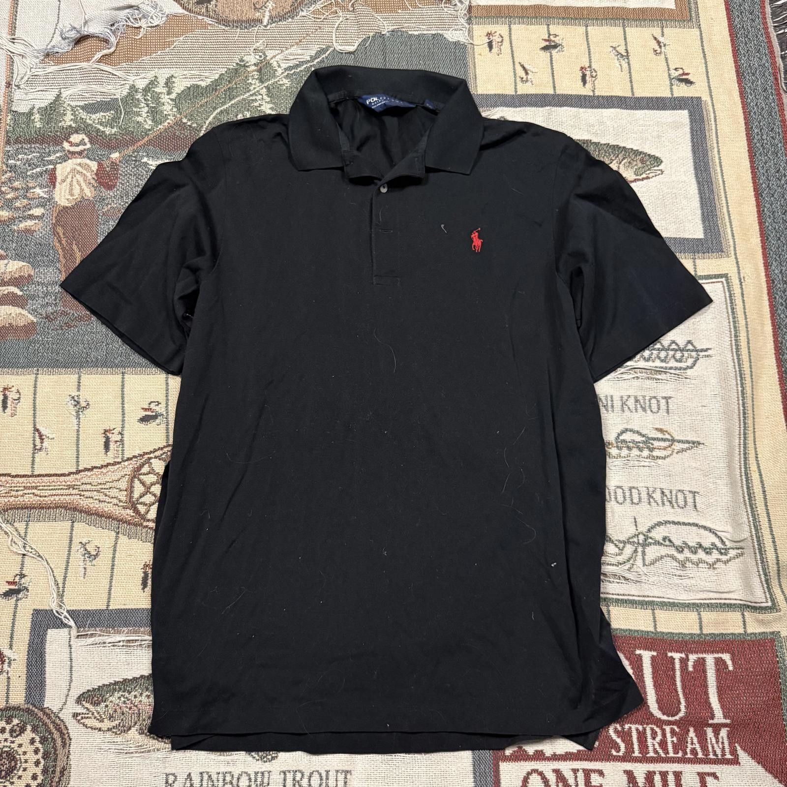 Designer Vintage Black 100% Pima Cotton Polo Golf Collared Shirt Size US L / EU 52-54 / 3 - 1 Thumbnail