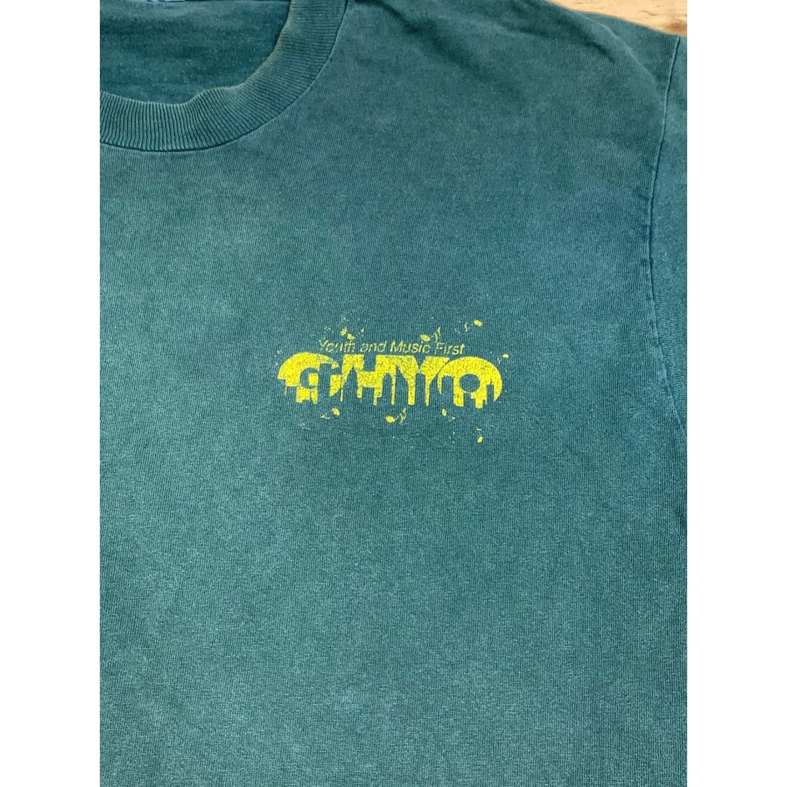 Fruit Of The Loom VINTAGE Fruit of the Loom Shirt Mens L Green 90s Music Houston Texas One World One Music 12533 Size US L / EU 52-54 / 3 - 4 Thumbnail