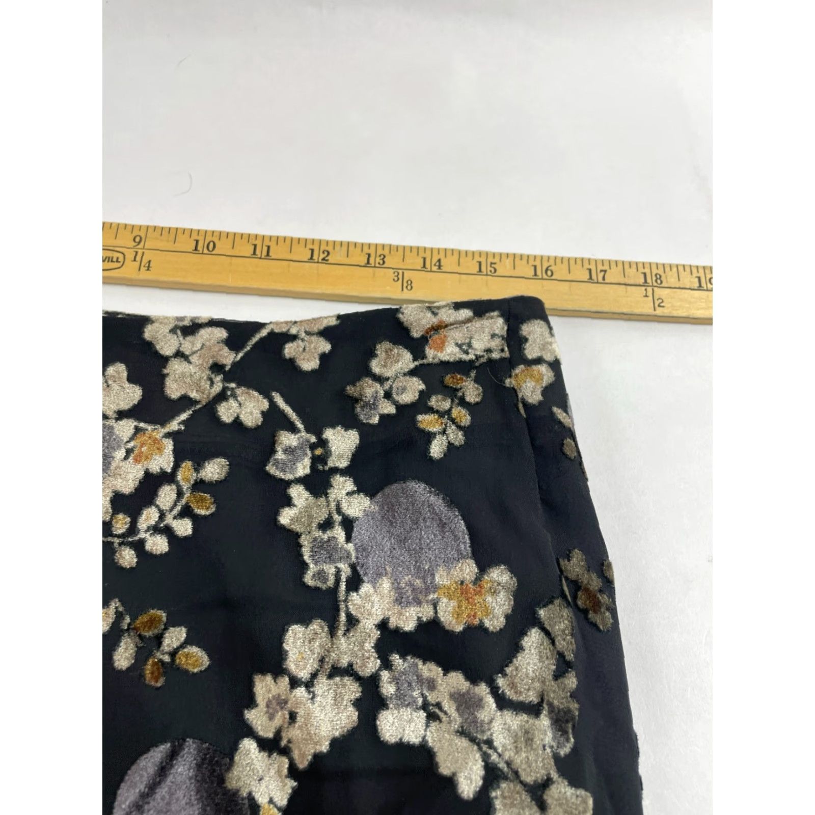 Vintage MONDO Skirt Women's Size 12 Black Brown Floral Botanical Velvet Knee Length Size 34" / US 12 / IT 48 - 5 Thumbnail
