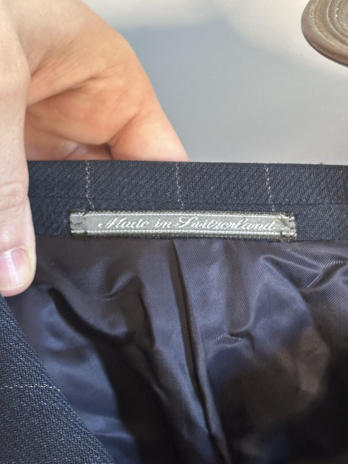 Ermenegildo Zegna Custom tailored navy pinstriped woven wool jacket Size 46R - 10 Thumbnail