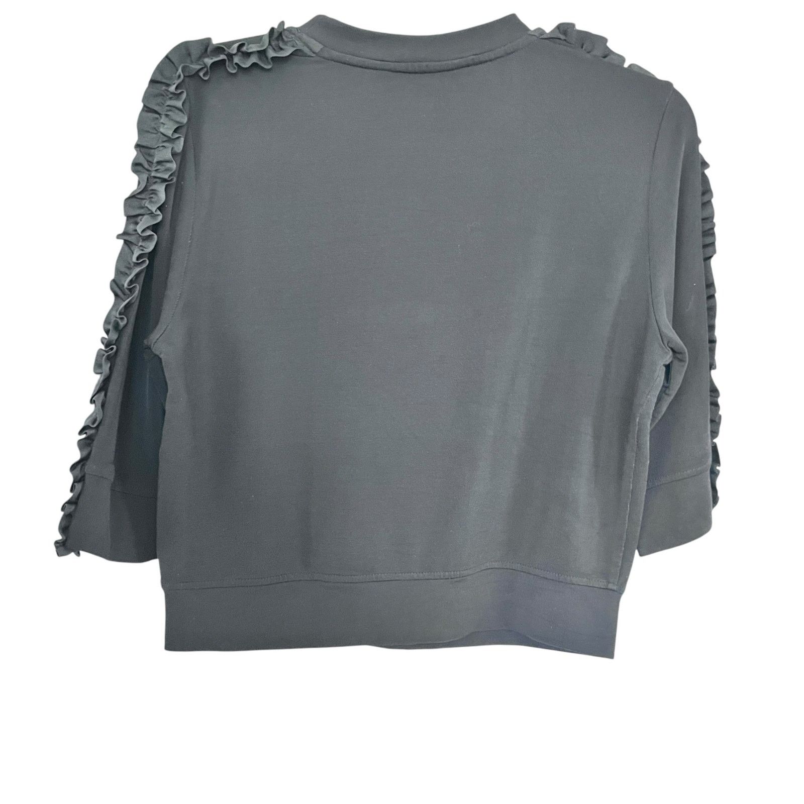 Love Moschino Love Moschino Black Ruffled Heart Logo Crewneck Crop Top Size M / US 6-8 / IT 42-44 - 3 Thumbnail