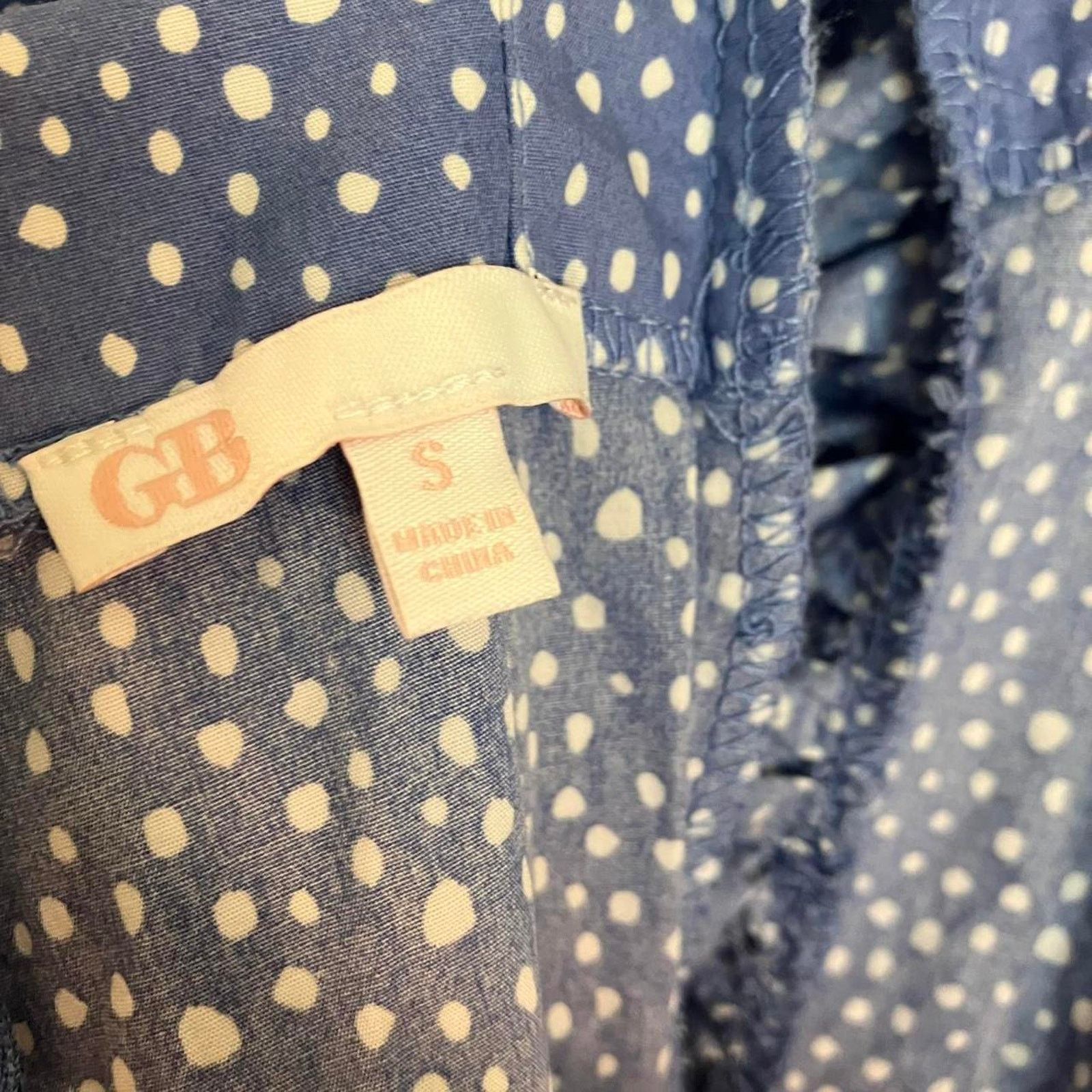 Other GB Blue puff-sleeve dress square neckline white polka dot Size S / US 4 / IT 40 - 4 Thumbnail