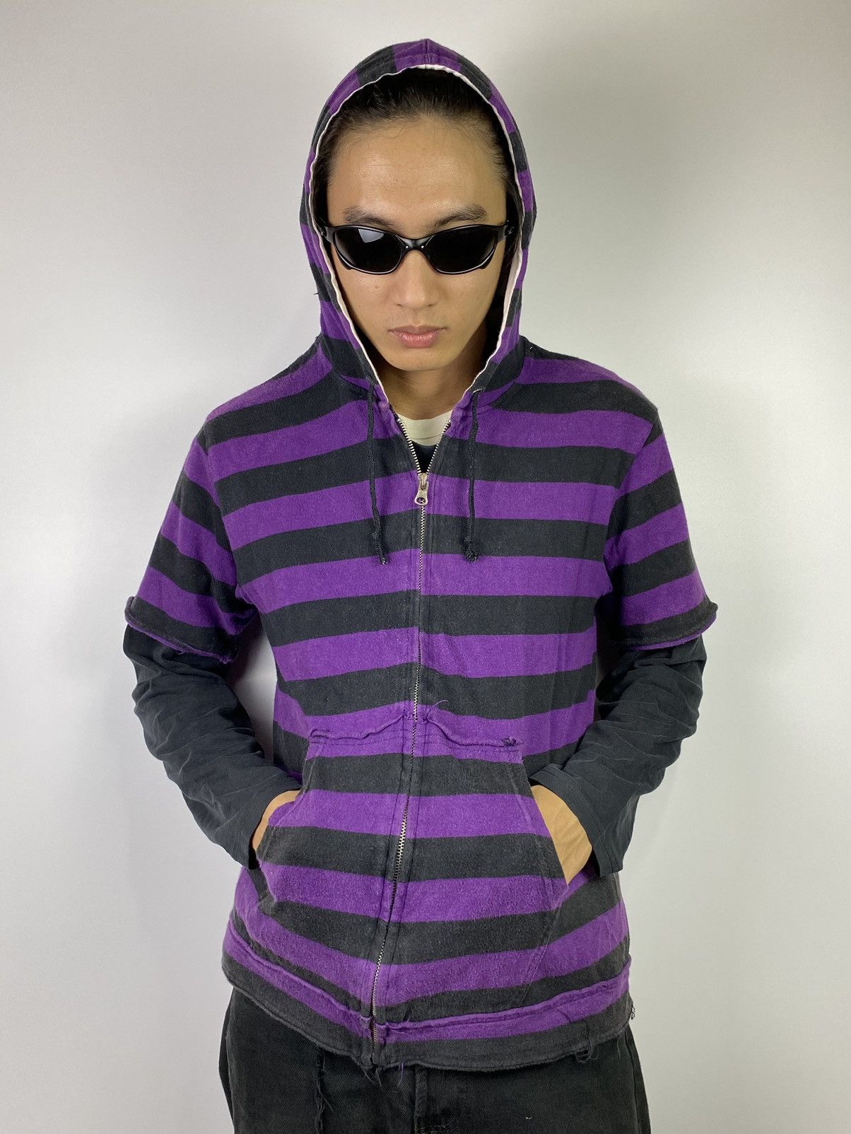 Hysteric Glamour × If Six Was Nine × Japanese Brand pincponc stripe short hoodie ifsixwasnine style punkgoth Size US M / EU 48-50 / 2 - 7 Thumbnail