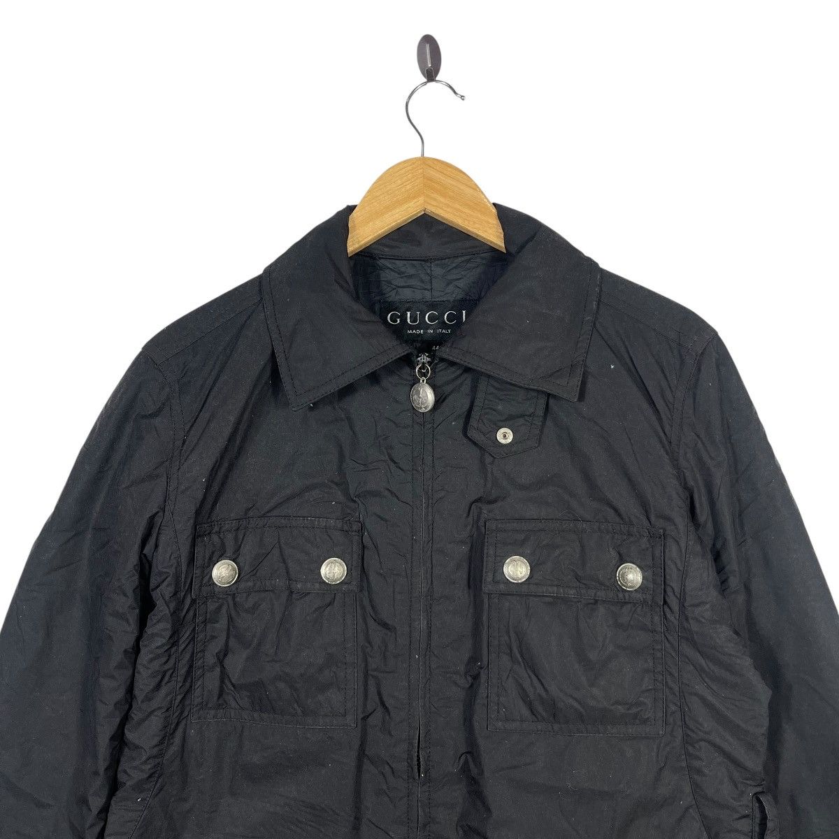 Gucci Gucci Black Field Jacket Button Pocket Zip Coat Size US M / EU 48-50 / 2 - 2 Thumbnail