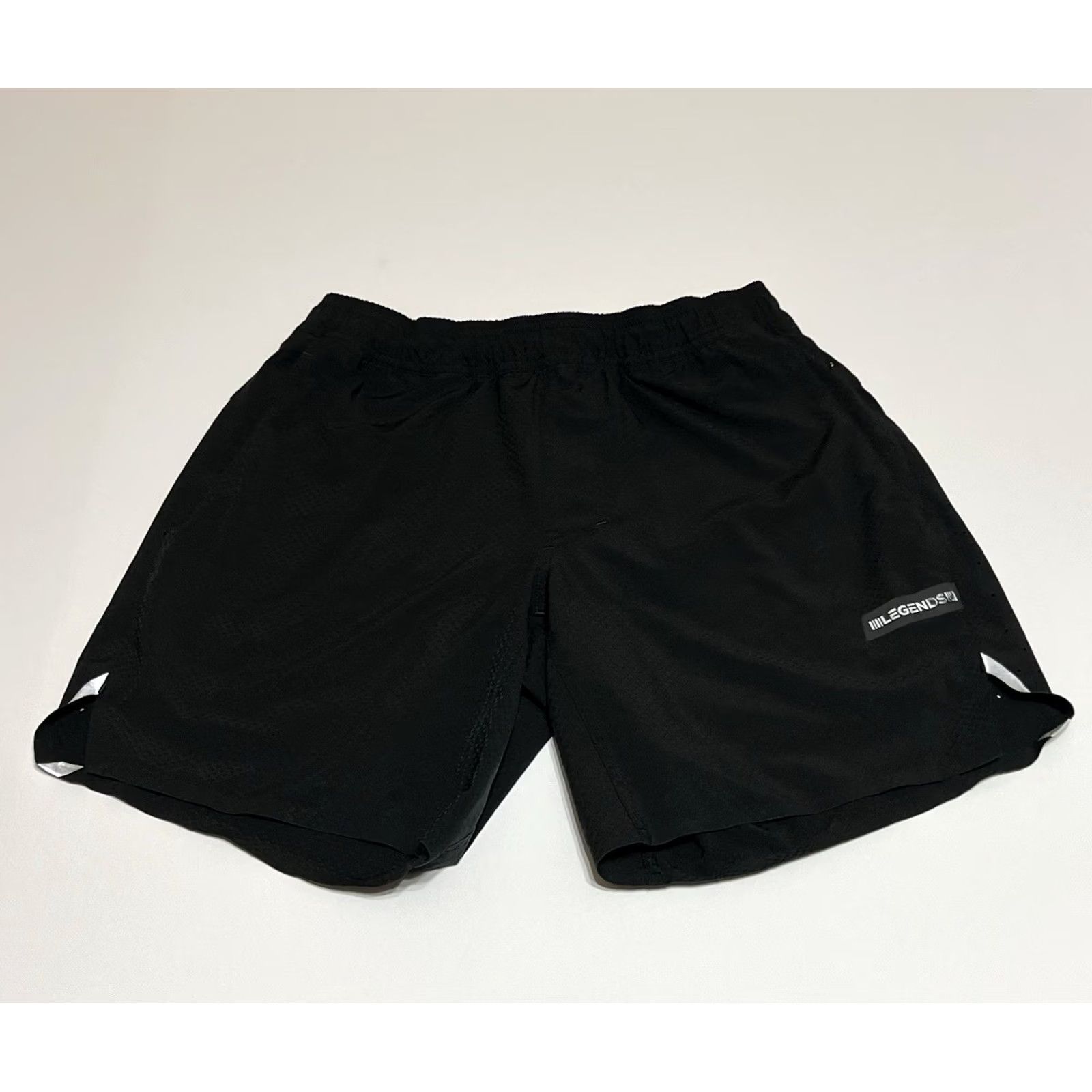 Vintage Legends Men's Shorts S Black Athletic Nylon Blend Drawstring Elastic Waist Pockets 7 Inseam Gym Training Running Size US 29 - 2 Thumbnail