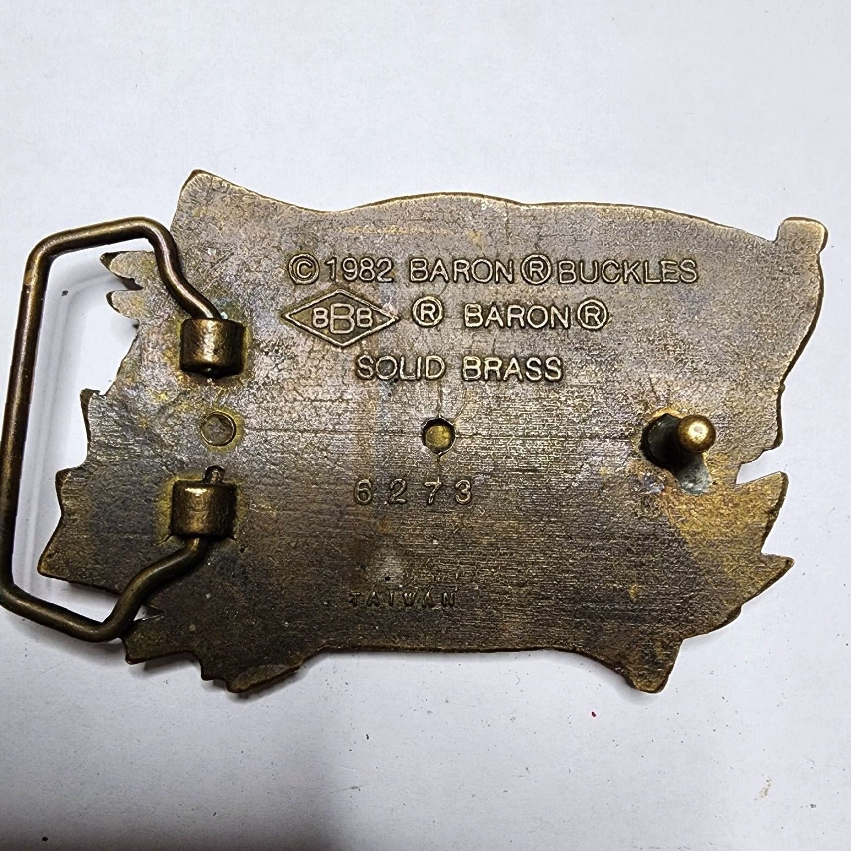 Vintage VINTAGE 1980s Baron Buckles Brass Belt Buckle American Flag U.S. Military Landgirl Mens Size ONE SIZE - 2 Thumbnail