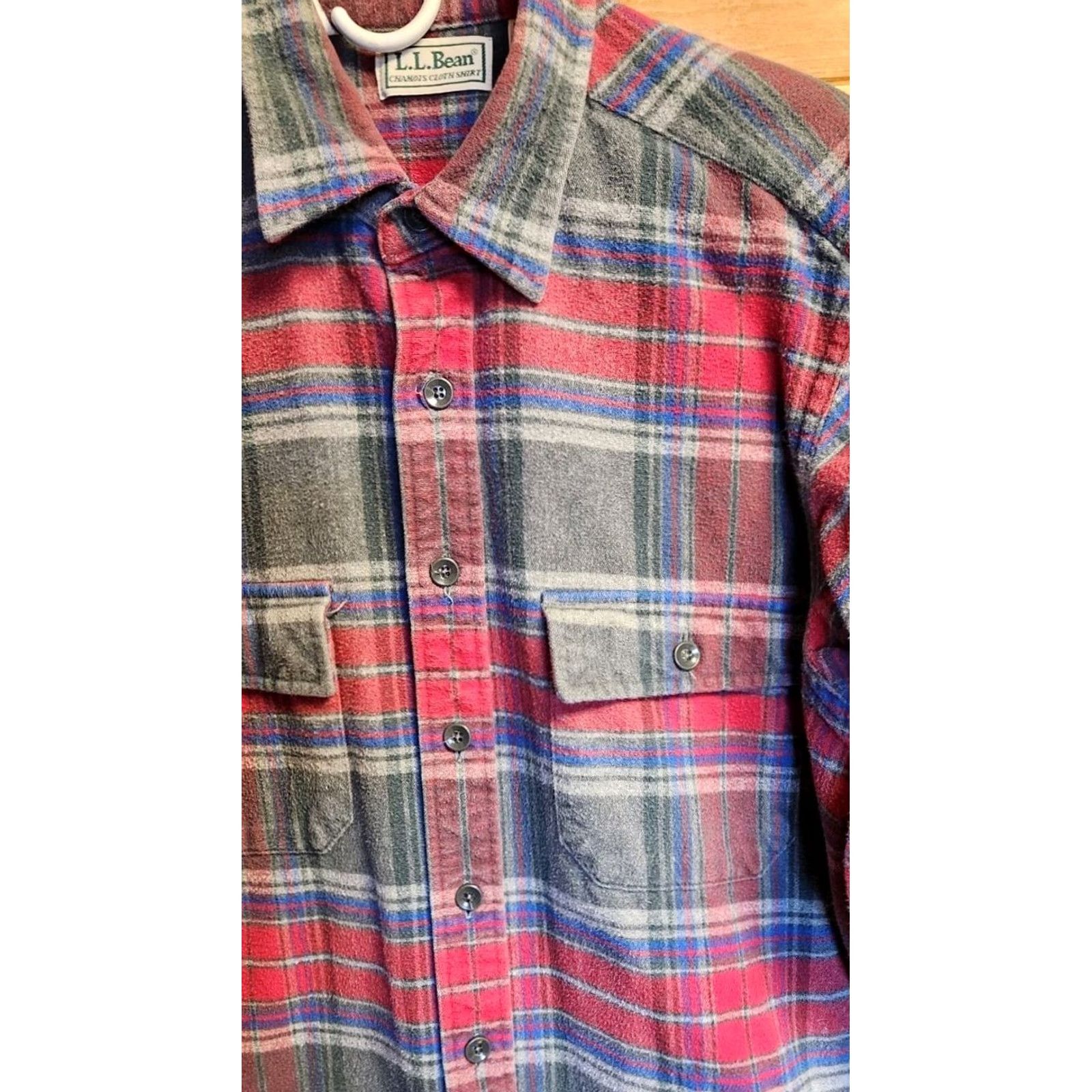 Vintage VINTAGE LL BEAN Chamois Cloth Shirt Mens LT Tall Red Plaid USA MADE Button-Up Flannel Long Sleeve Cotton Size US L / EU 52-54 / 3 - 4 Thumbnail