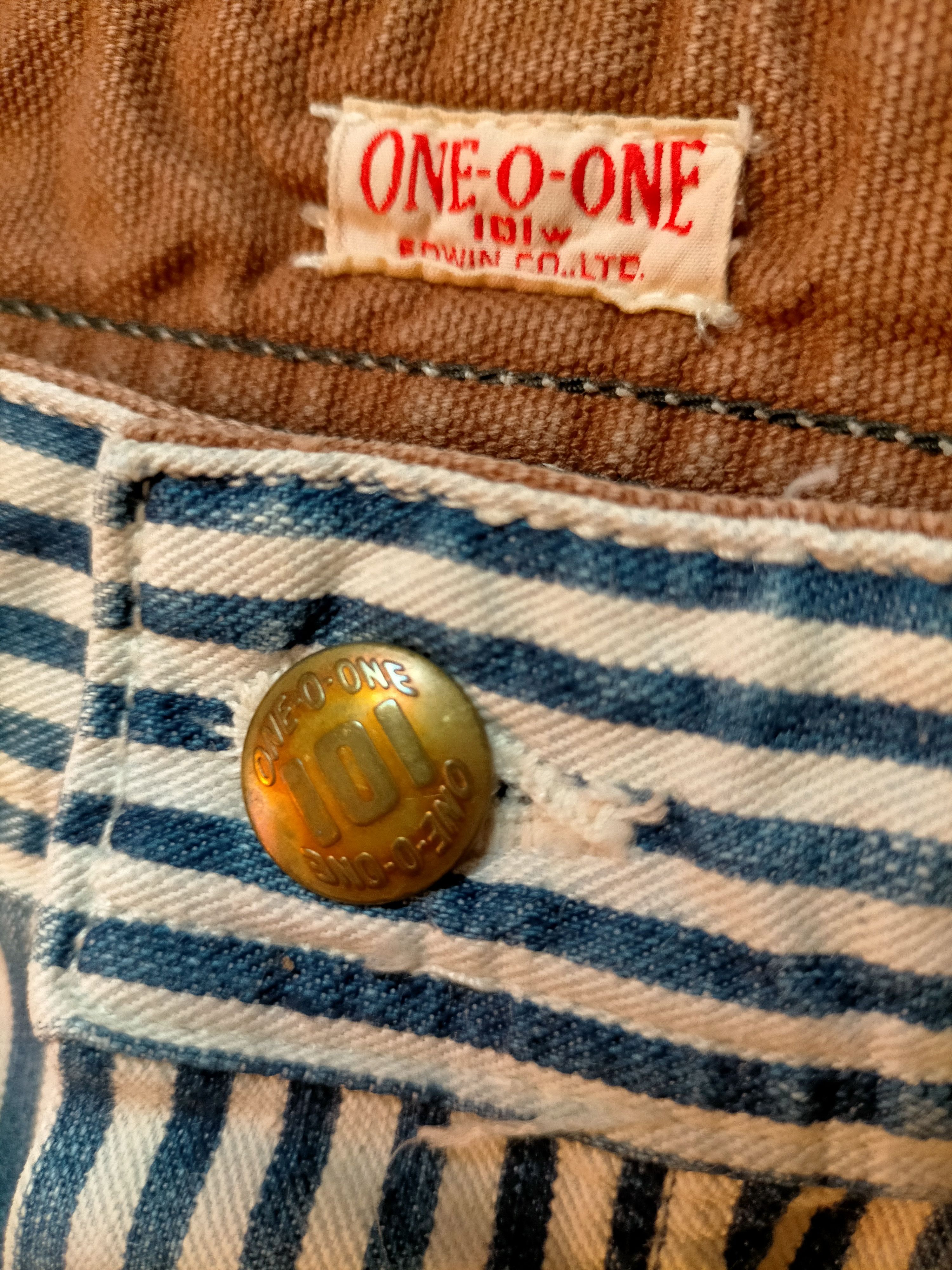 Edwin Vtg 90s ONE-O-ONE 101 Edwin Hickory Workwear Wide Leg Jeans Size US 34 / EU 50 - 18 Thumbnail