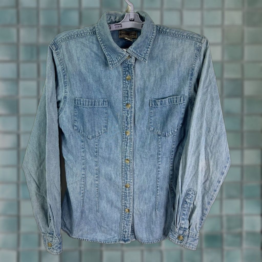 Denime VINTAGE County Seat Western Denim Shirt Womens M Blue Long Sleeve Button-Up Classic Fit Size M / US 6-8 / IT 42-44 - 1 Thumbnail