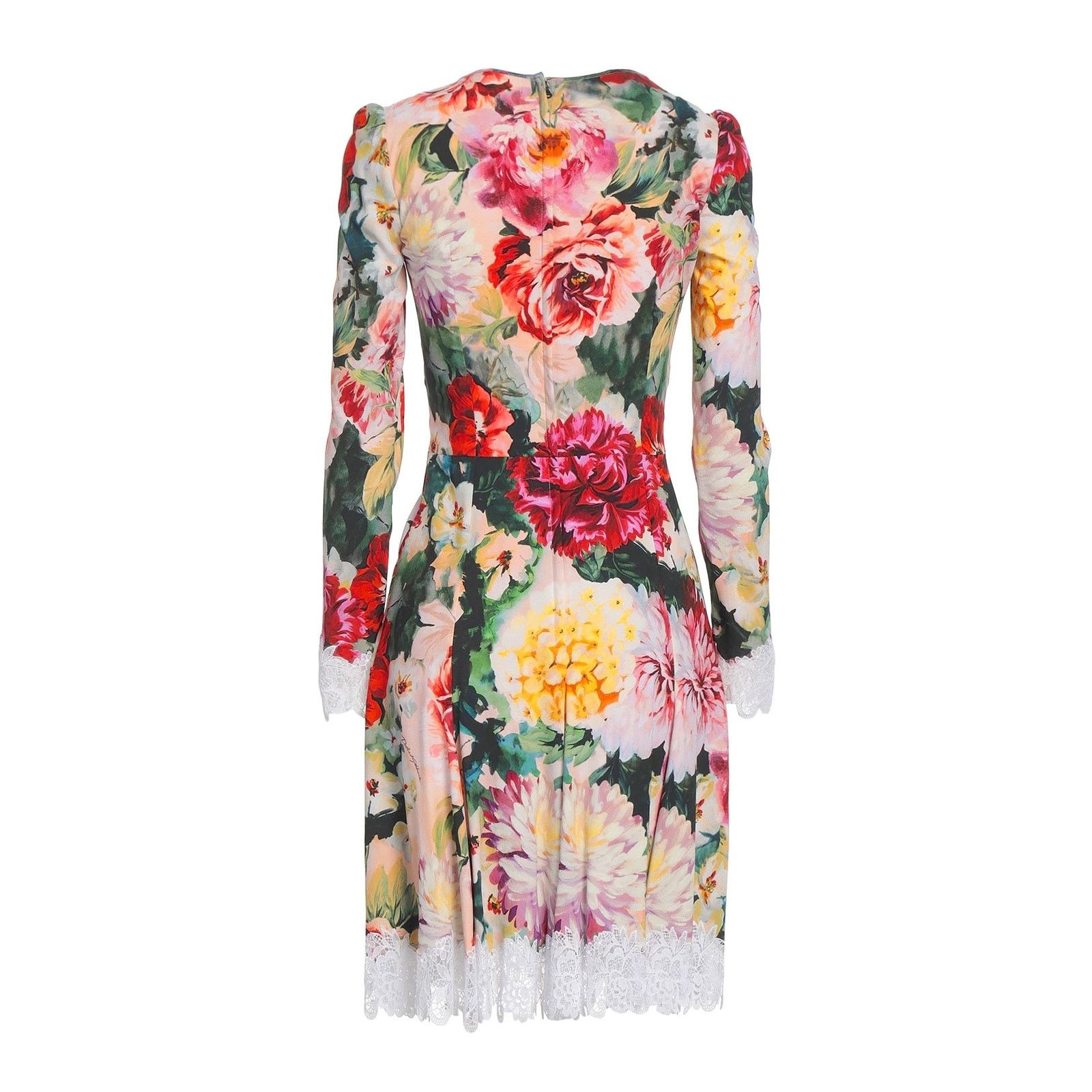Dolce & Gabbana Dolce & Gabbana Lace Floral Crepe Mini Dress Multi IT 40 Size S / US 4 / IT 40 - 4 Thumbnail