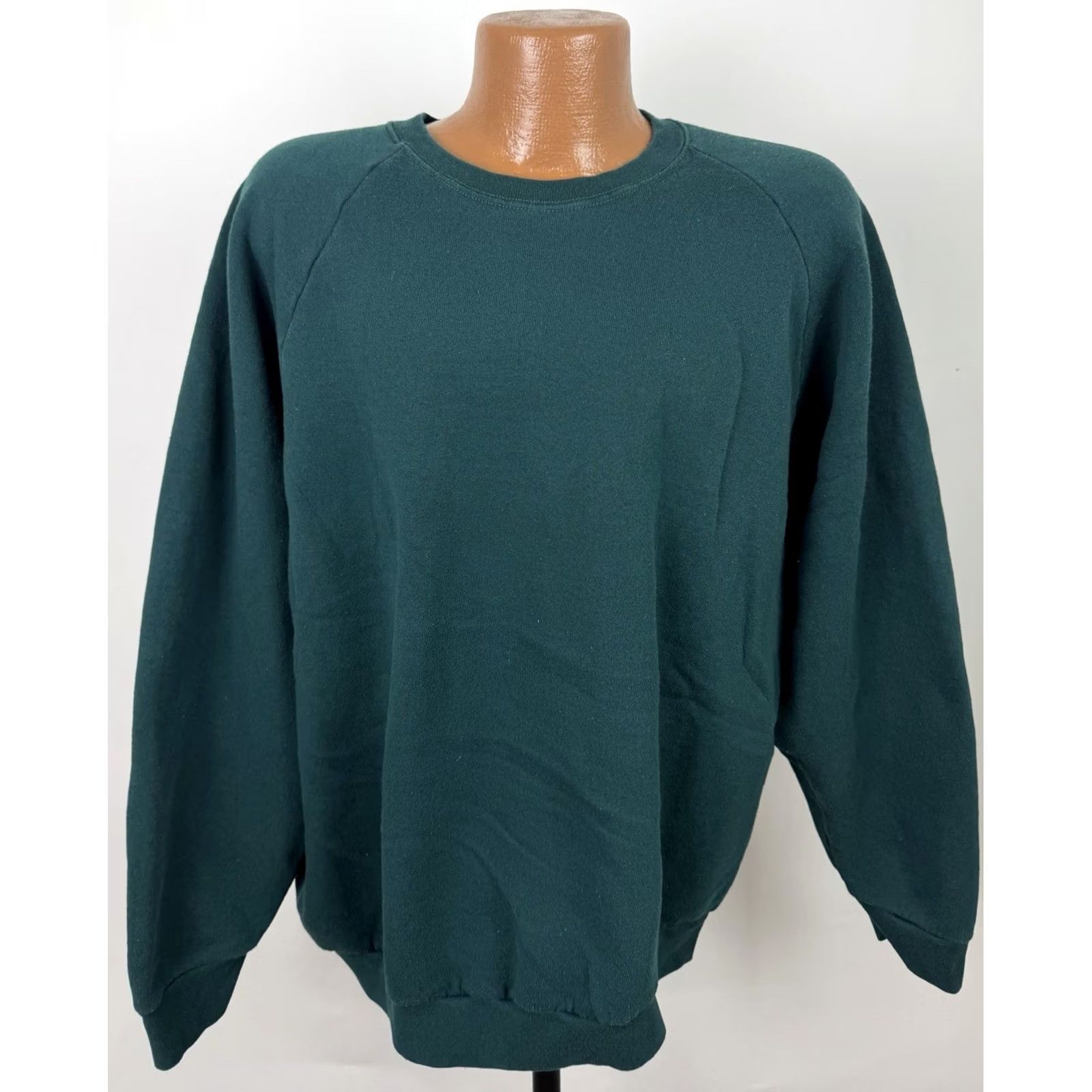 Fruit Of The Loom VINTAGE Fruit of the Loom Sweatshirt Mens 2XL Raglan Green 90s College Sports Pullover Crew Neck Size US XXL / EU 58 / 5 - 2 Thumbnail