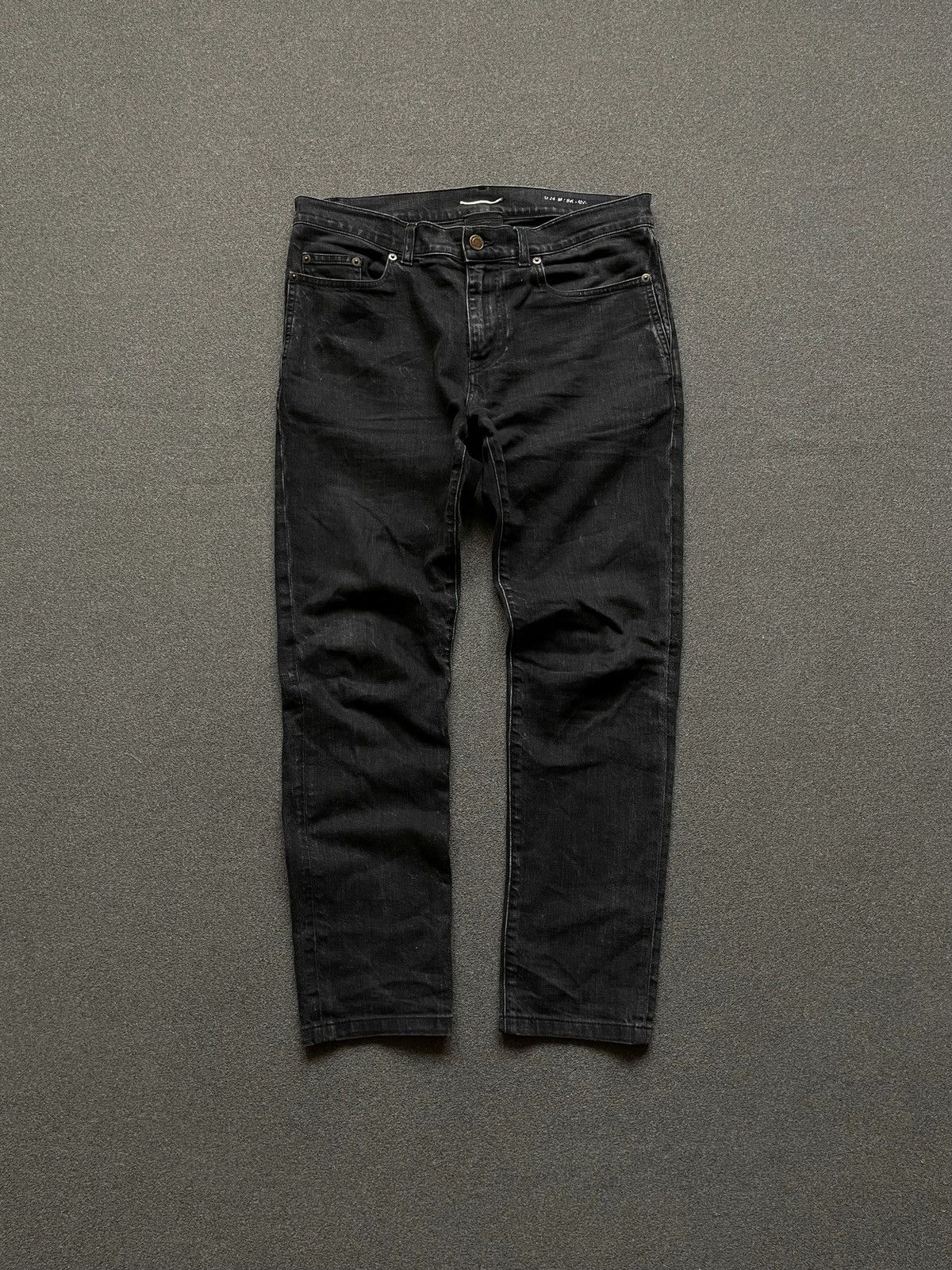 image of Saint Laurent Paris D24 Black Lightly Coated Jeans Pants, Men's (Size 30)