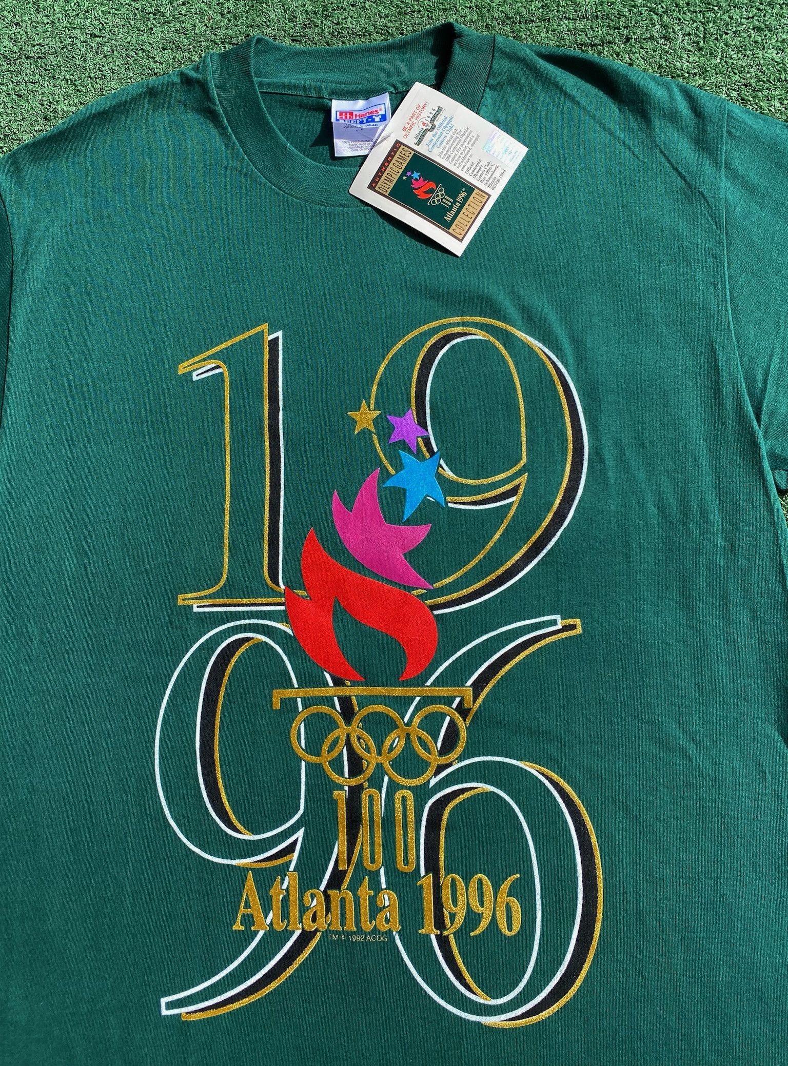 Hanes NWT 1996 Atlanta Olympics Games Logo Green T-Shirt Medium Size US M / EU 48-50 / 2 - 2 Thumbnail