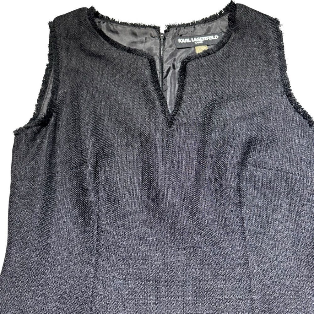 Karl Lagerfeld NWT New Karl Lagerfeld Black Tweed Sheath Fringe Mini Dress Size XL / US 12-14 / IT 48-50 - 9 Thumbnail