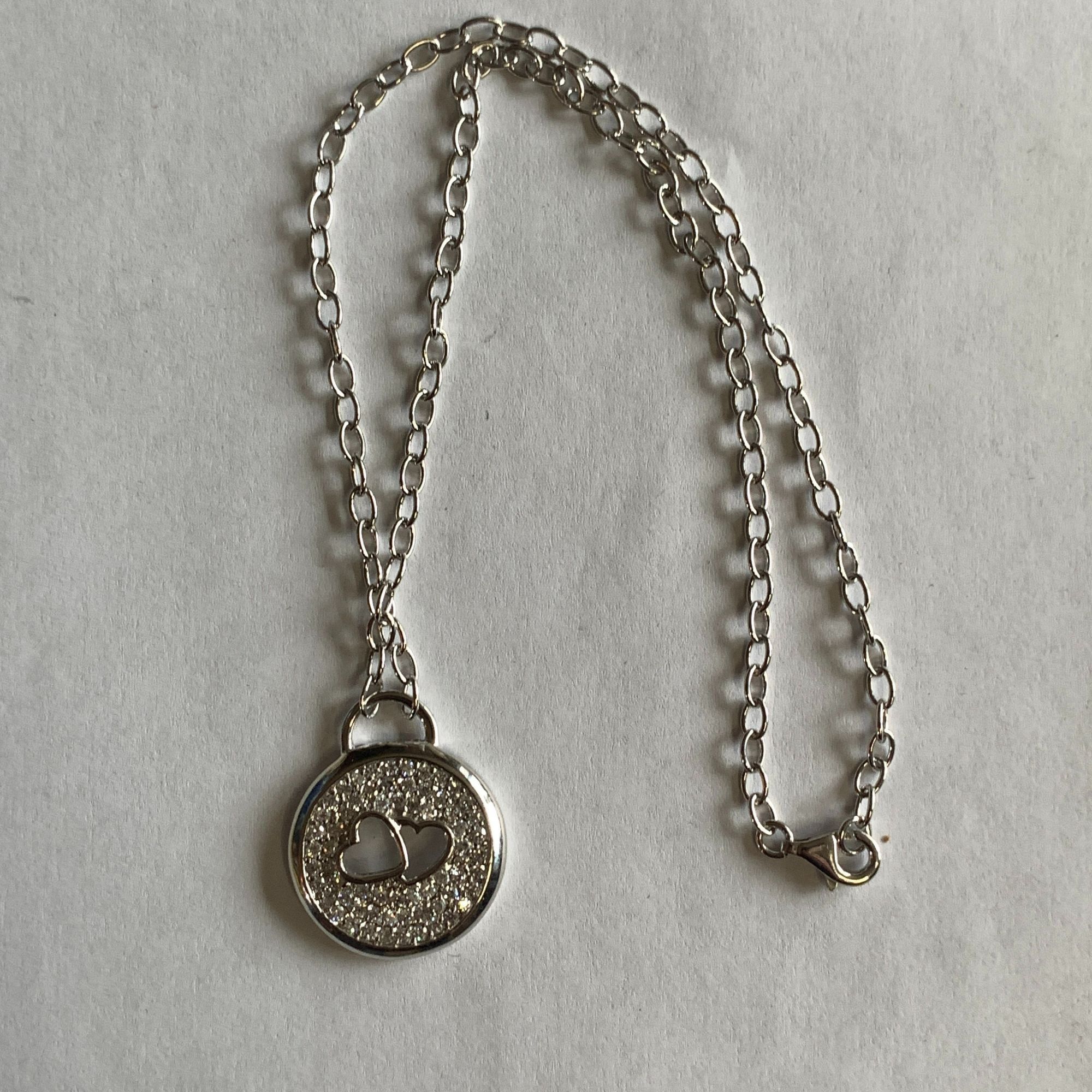 Designer Hearts and Cubic Zirconia Pendant on 16" Choker Chain Size ONE SIZE - 4 Thumbnail