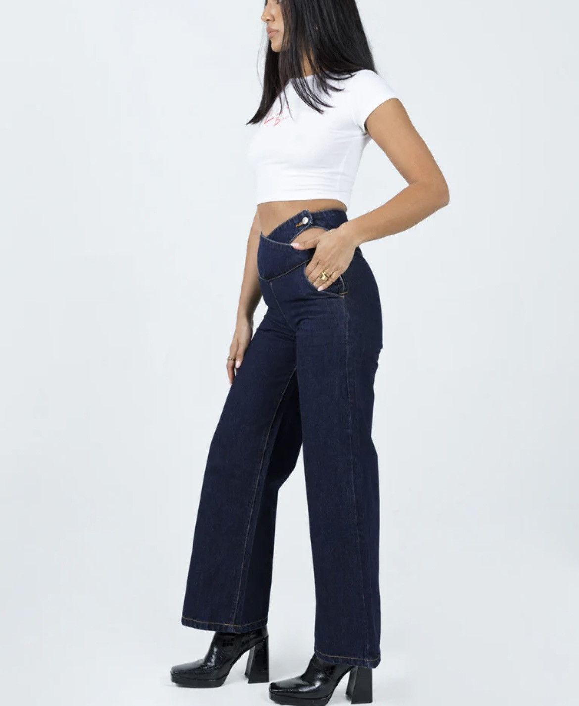 PRINCESS POLLY PRINCESS POLLY CHASER V WAIST JEANS INDIGO Size 30" / US 8 / IT 44 - 2 Thumbnail