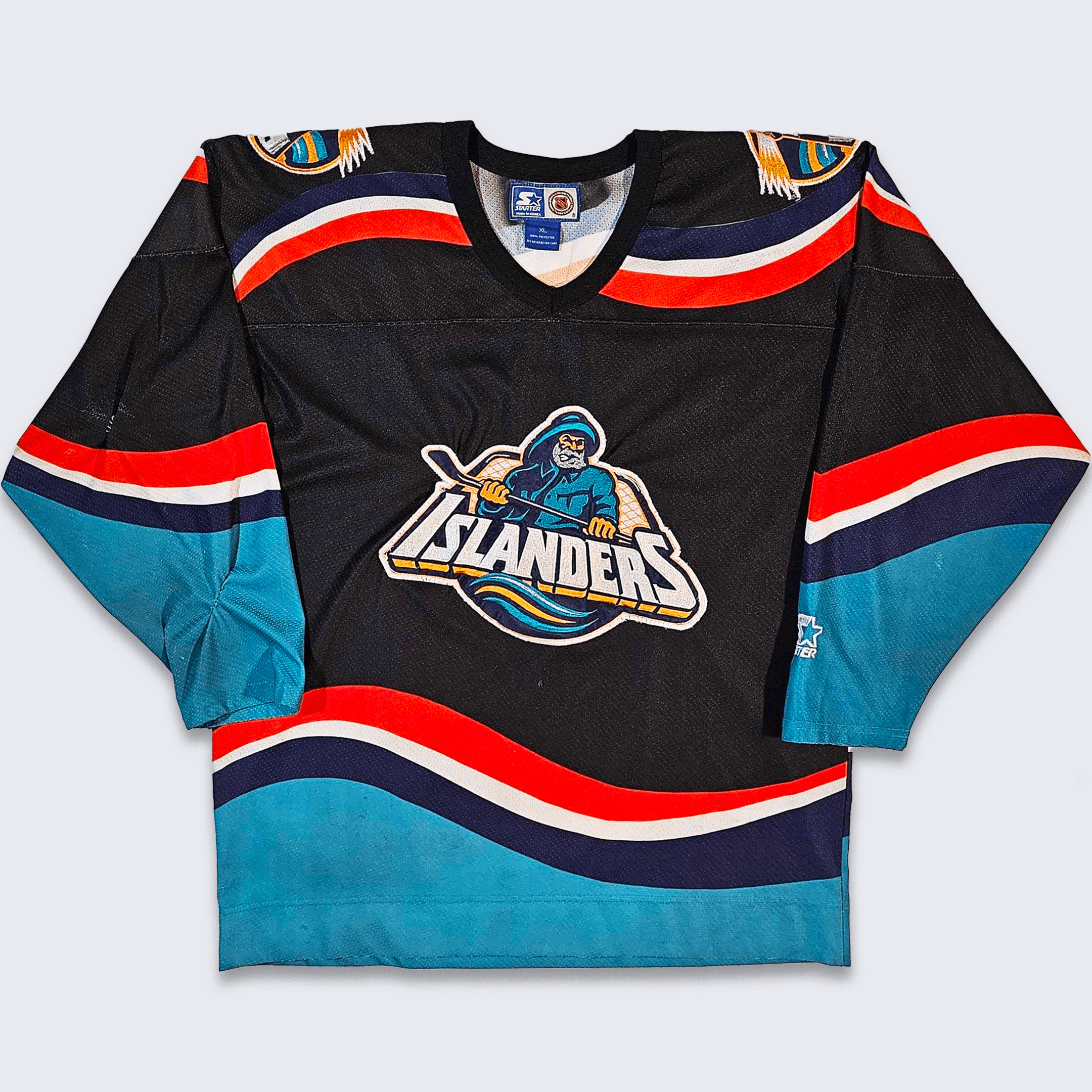 image of Nhl x Starter New York Islanders Vintage 90's Starter Hockey Jersey in Black Blue Red (Size XL)