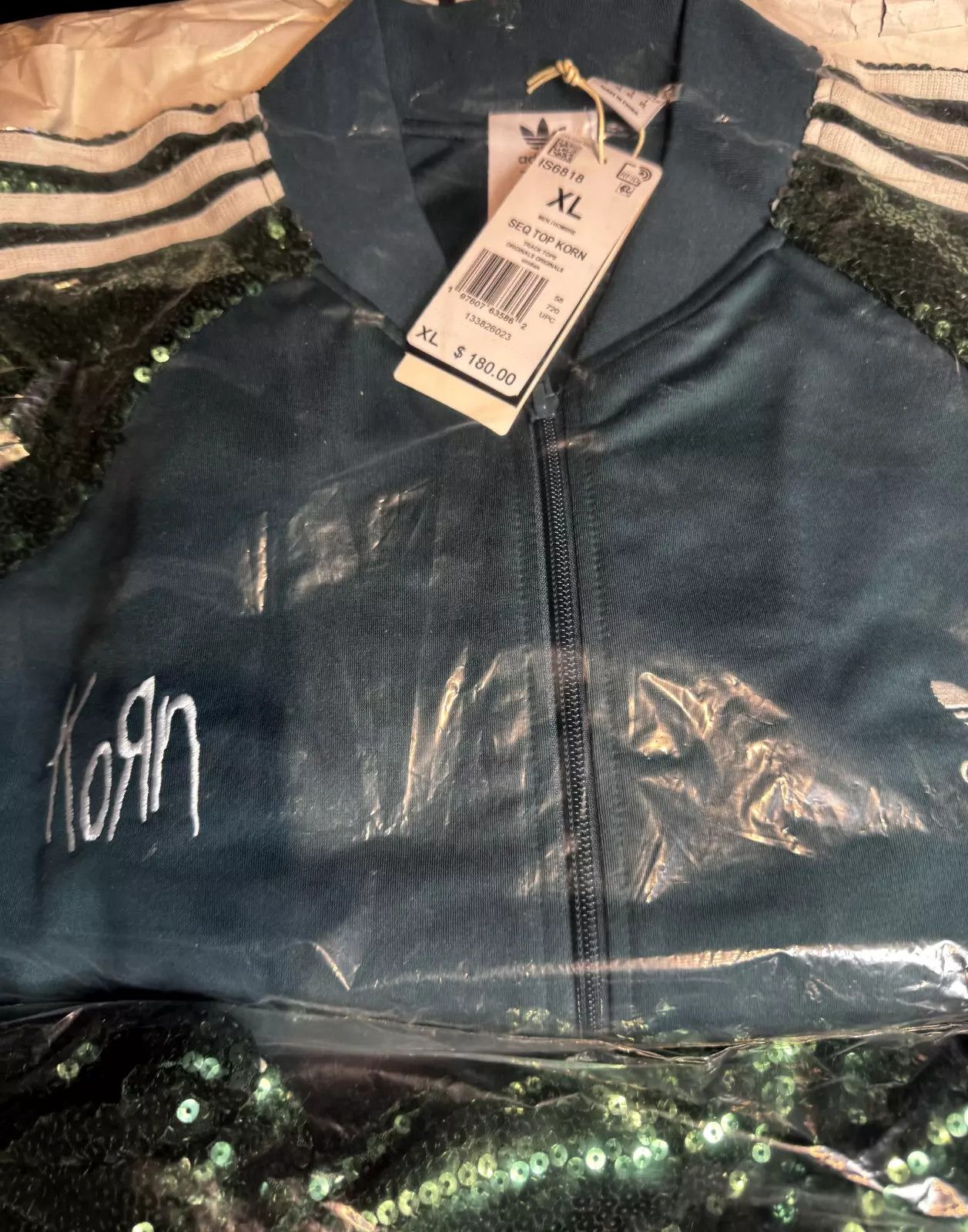 Adidas KoRn Adidas Green Sequin Track Suit Set XL Jacket & L Pants Size US XL / EU 56 / 4 - 3 Thumbnail