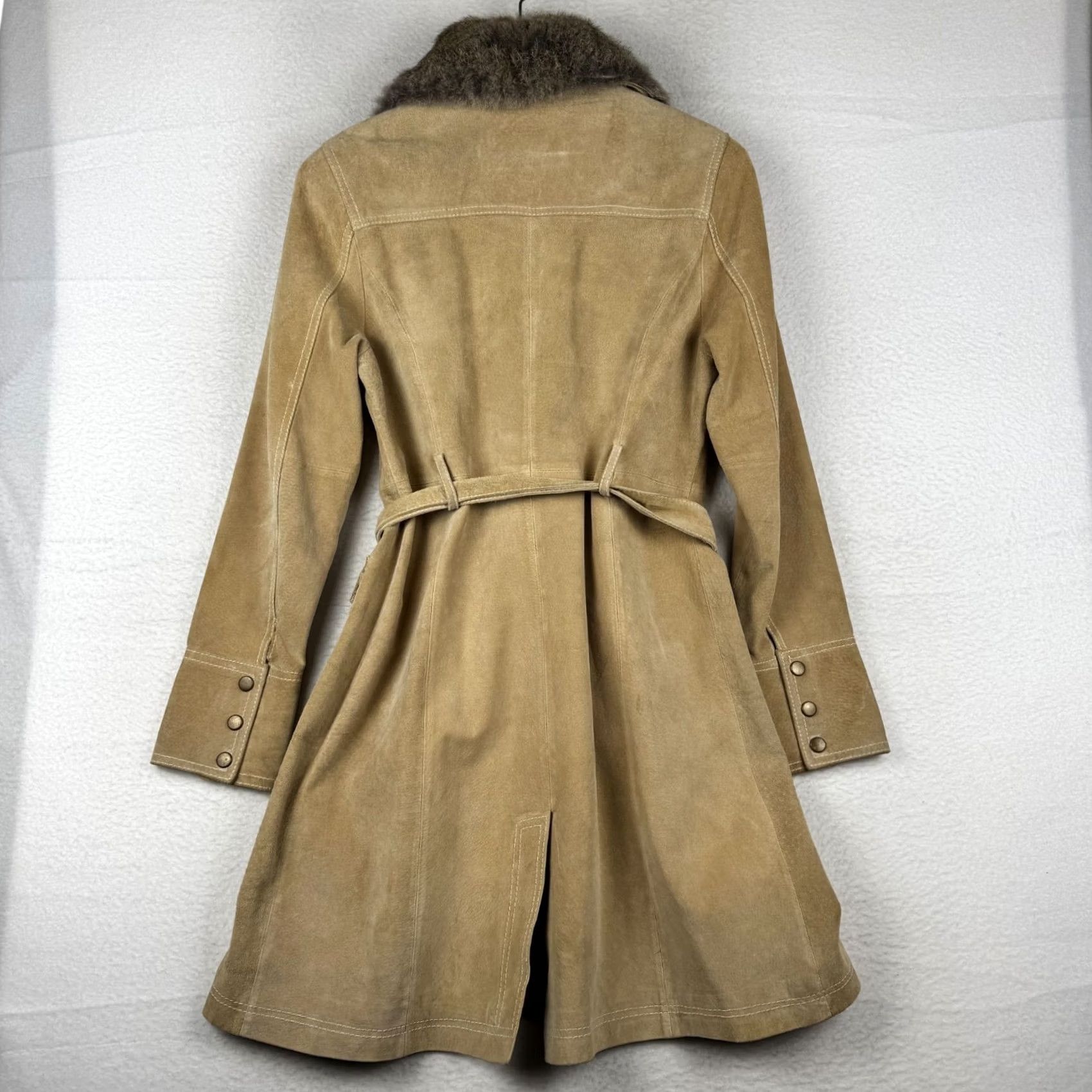 Vintage VINTAGE Arden B Womens Medium Brown Leather Suede Coat Rabbit Fur Lined Collar Coat Trench Lined Womens M Brown Fall Winter Size M / US 6-8 / IT 42-44 - 5 Thumbnail