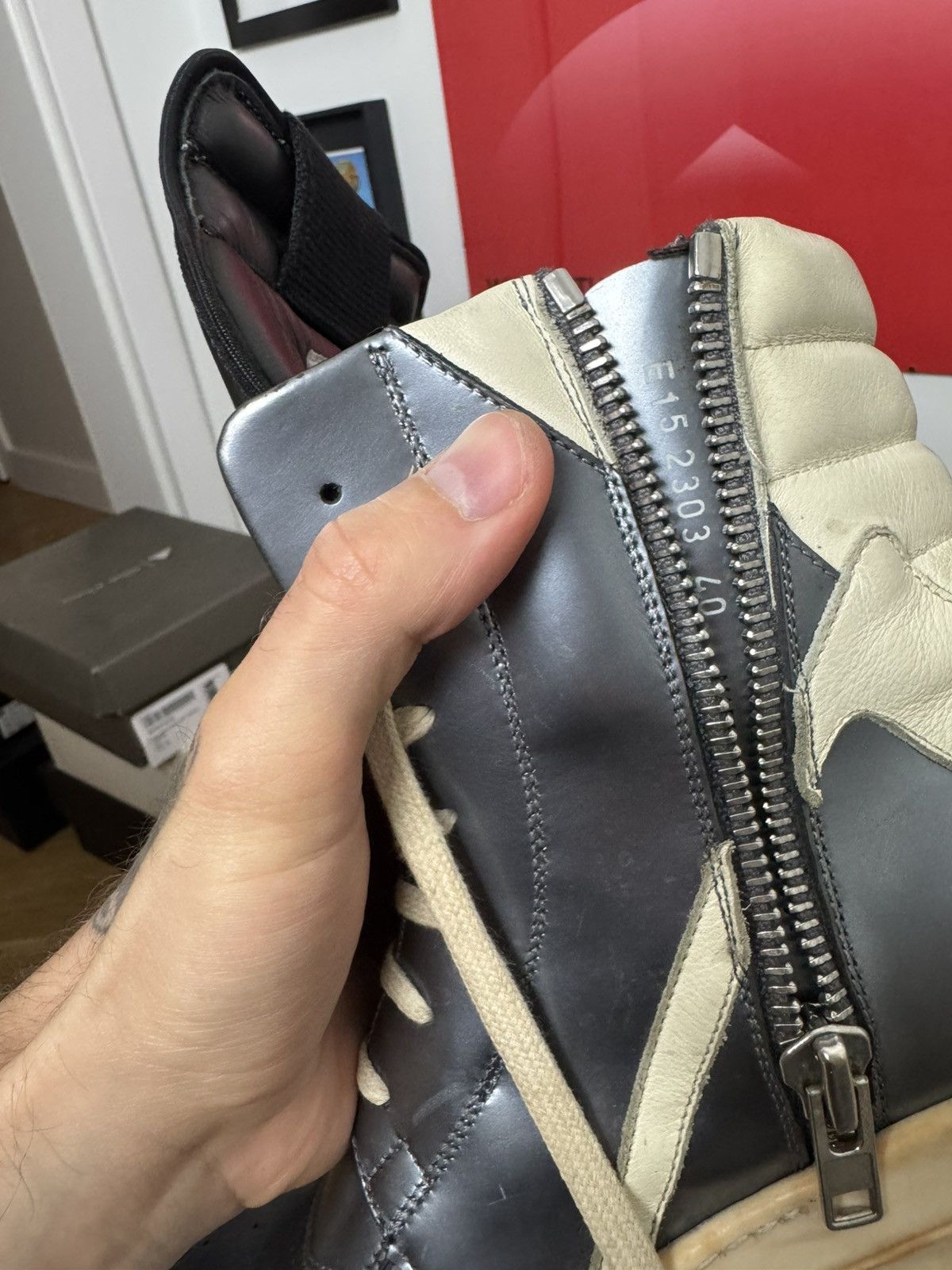 Rick Owens Rare Rick Owens Metallic Silver Geobasket High Top Sneakers Size US 7.5 / EU 40-41 - 8 Thumbnail