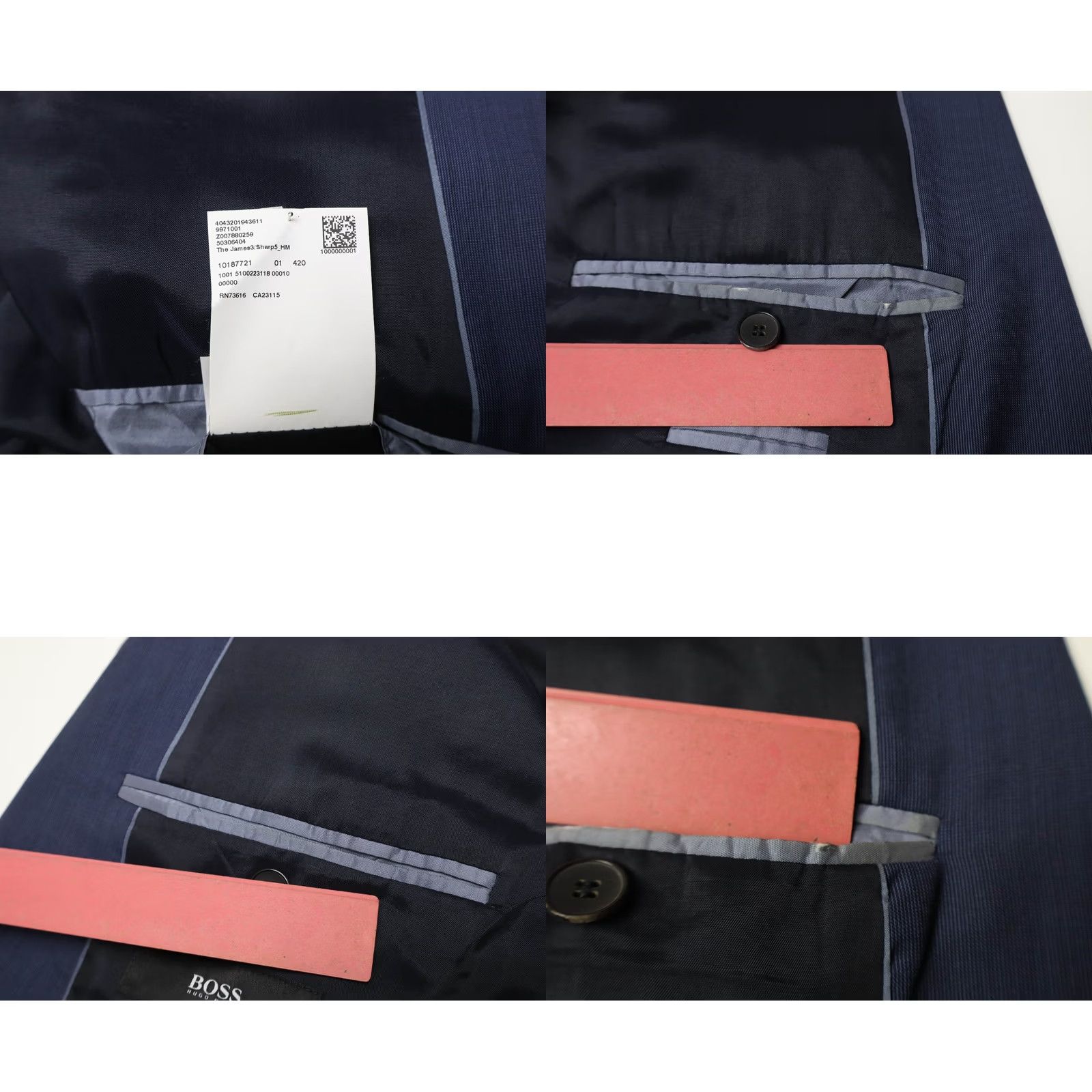Hugo Boss HUGO BOSS Blazer Men's UK 50 Blue Single-Breasted Pure Wool Inner Pocket Jacket Shirt (Notch Lapel) Size 50R - 9 Thumbnail