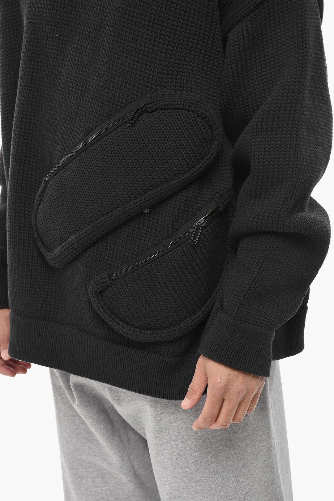 Off-White og1mm0526 Cotton Blend Crewneck Sweater in Black Size US L / EU 52-54 / 3 - 3 Thumbnail
