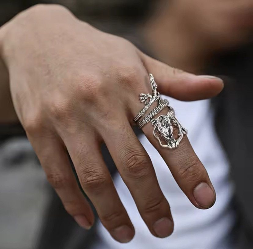 Vintage 45mm Rock Chinese Dragon Ring Size ONE SIZE - 3 Thumbnail