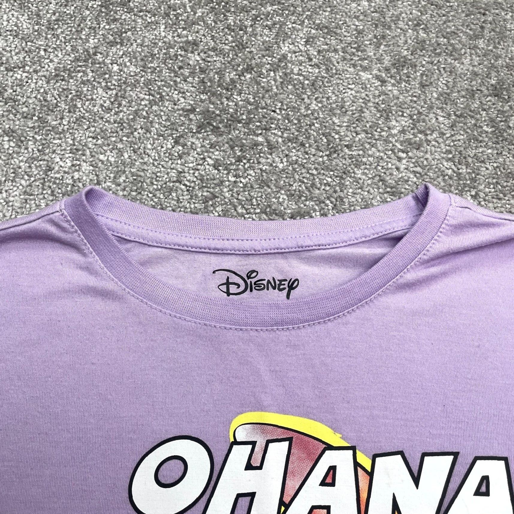 Disney Disney Stitch Ohana Means Family Graphic T-Shirt Juniors L Purple Casual Tee Womens Regular Cotton Blend Short Sleeve Crew Neck Size L / US 10 / IT 46 - 4 Thumbnail