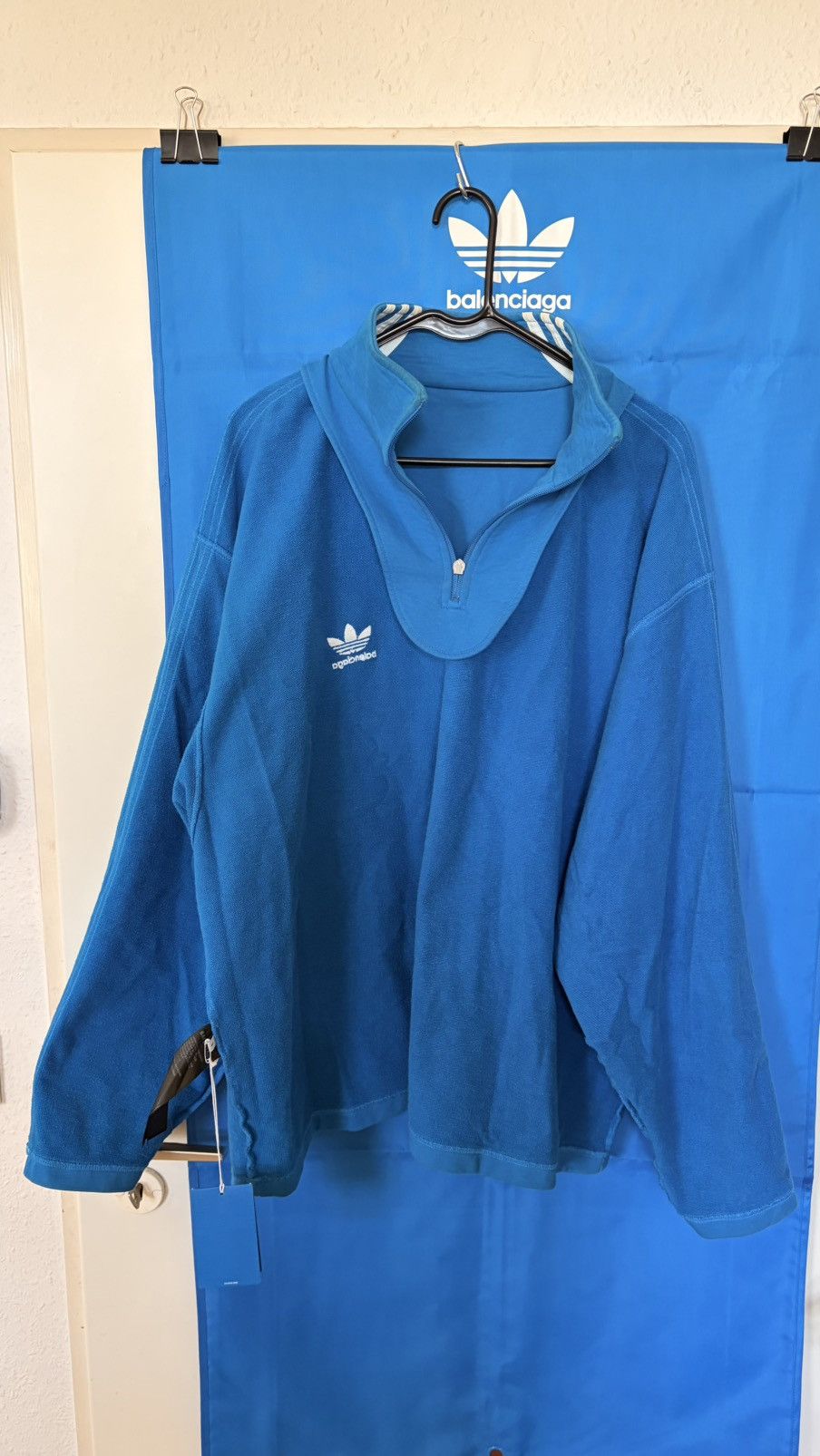 Adidas × Balenciaga Adidas x Balenciaga Sz.3 Blue Trefoil Zip Sweatshirt Size US L / EU 52-54 / 3 - 3 Thumbnail