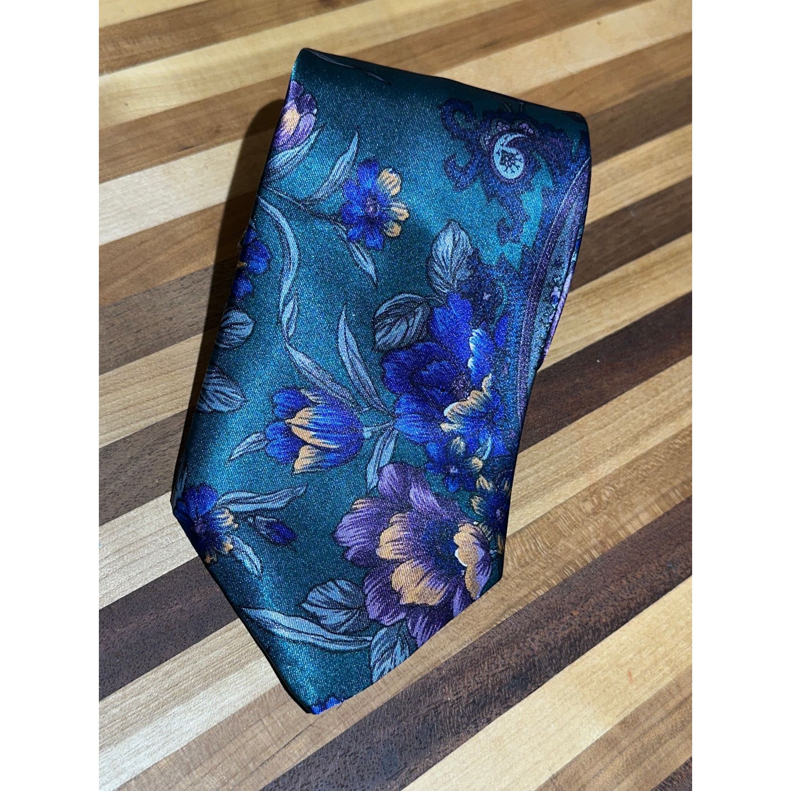Haggar Haggar Floral Green and Purple Tie Size ONE SIZE - 1 Thumbnail