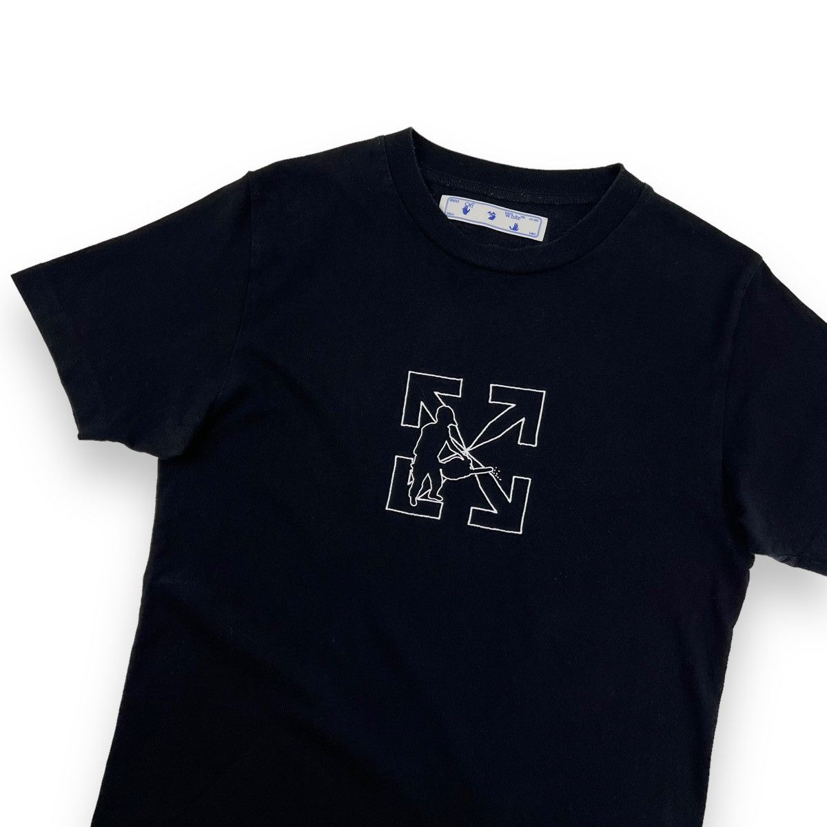 image of Off White Off-White Chainsaw Worker Black T Shirt, Men's (Size Small)