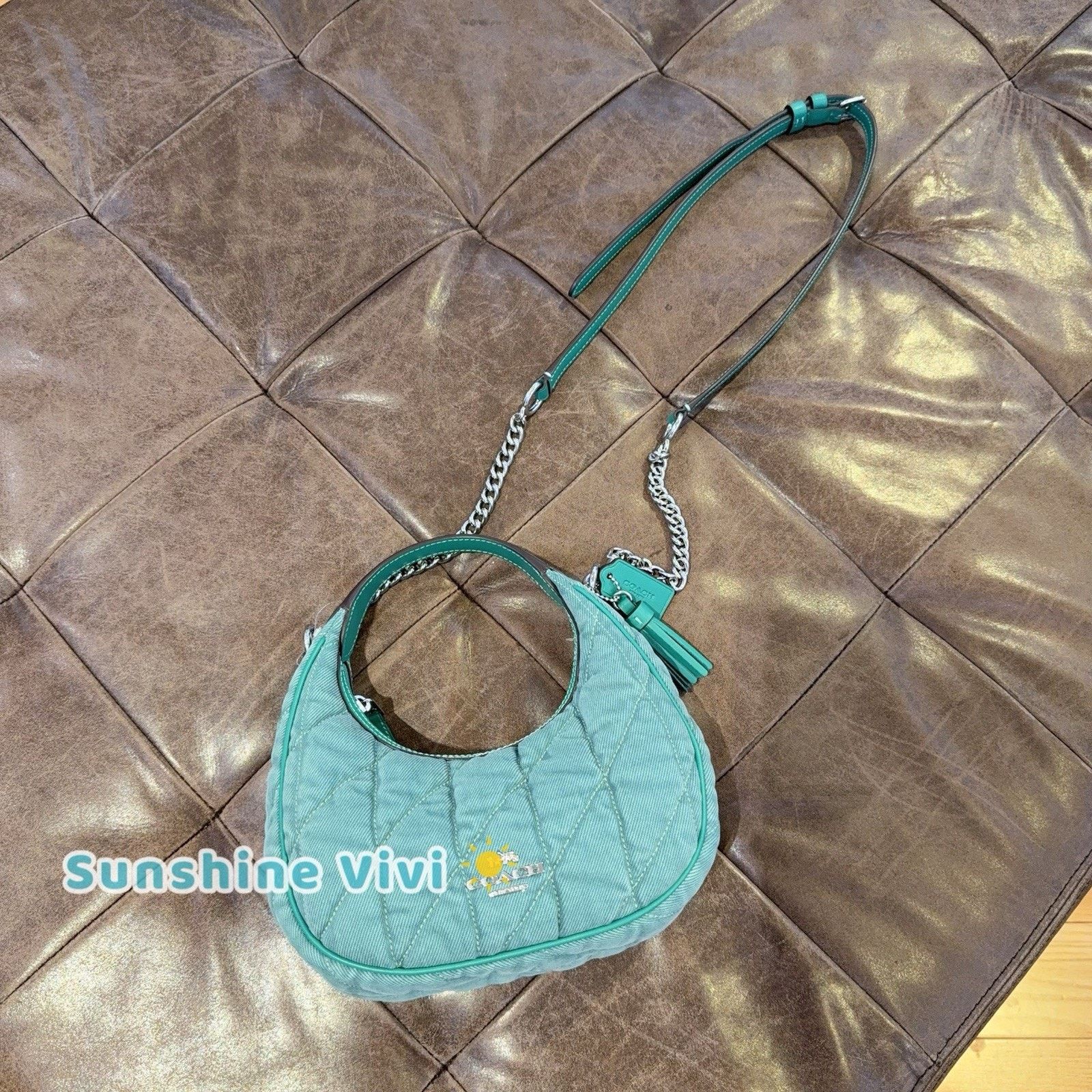 Coach NWT Coach Carmen Mini Crossbody Bag CBR11 Denim Sv/Ivy/Green Size ONE SIZE - 2 Thumbnail