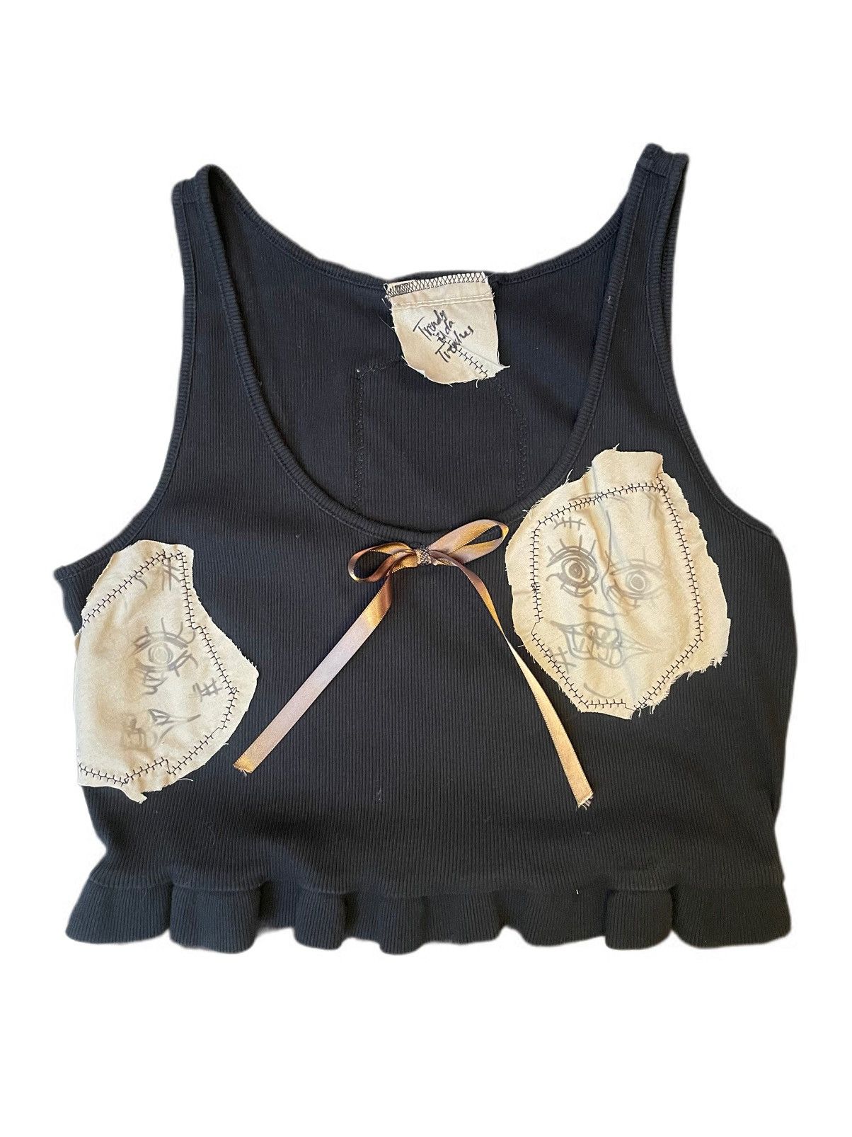 Handmade Babydoll Cropped Patchwork Ruffle Tank Size M / US 6-8 / IT 42-44 - 1 Thumbnail