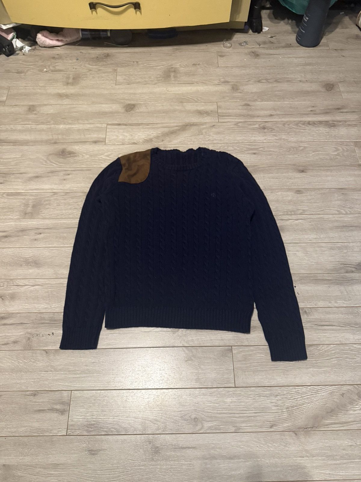 Ralph Lauren Cable Knit w Suede Shoulder Patch Women’s Small