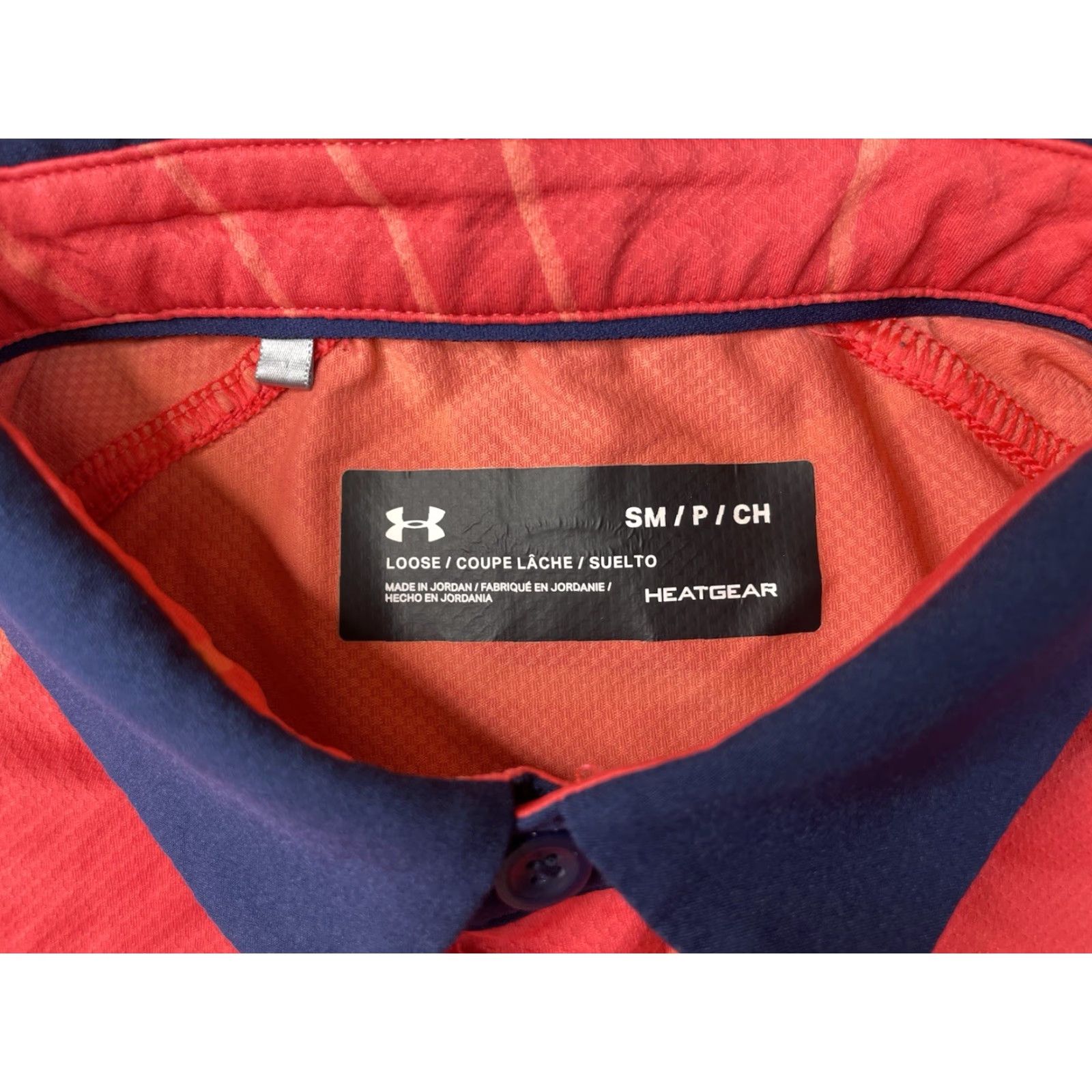 Under Armour Under Armour Polo Mens S Small Red Golf Performance Breathable Lightweight Stretch Geometric Pattern Short Sleeve Collared Polo Size US S / EU 44-46 / 1 - 3 Thumbnail