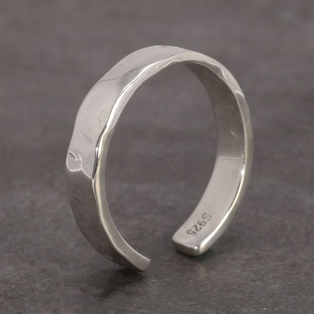 Jewelry × Vintage 925 Bright Hand Hammer Ring (Resizable) Size ONE SIZE - 1 Thumbnail