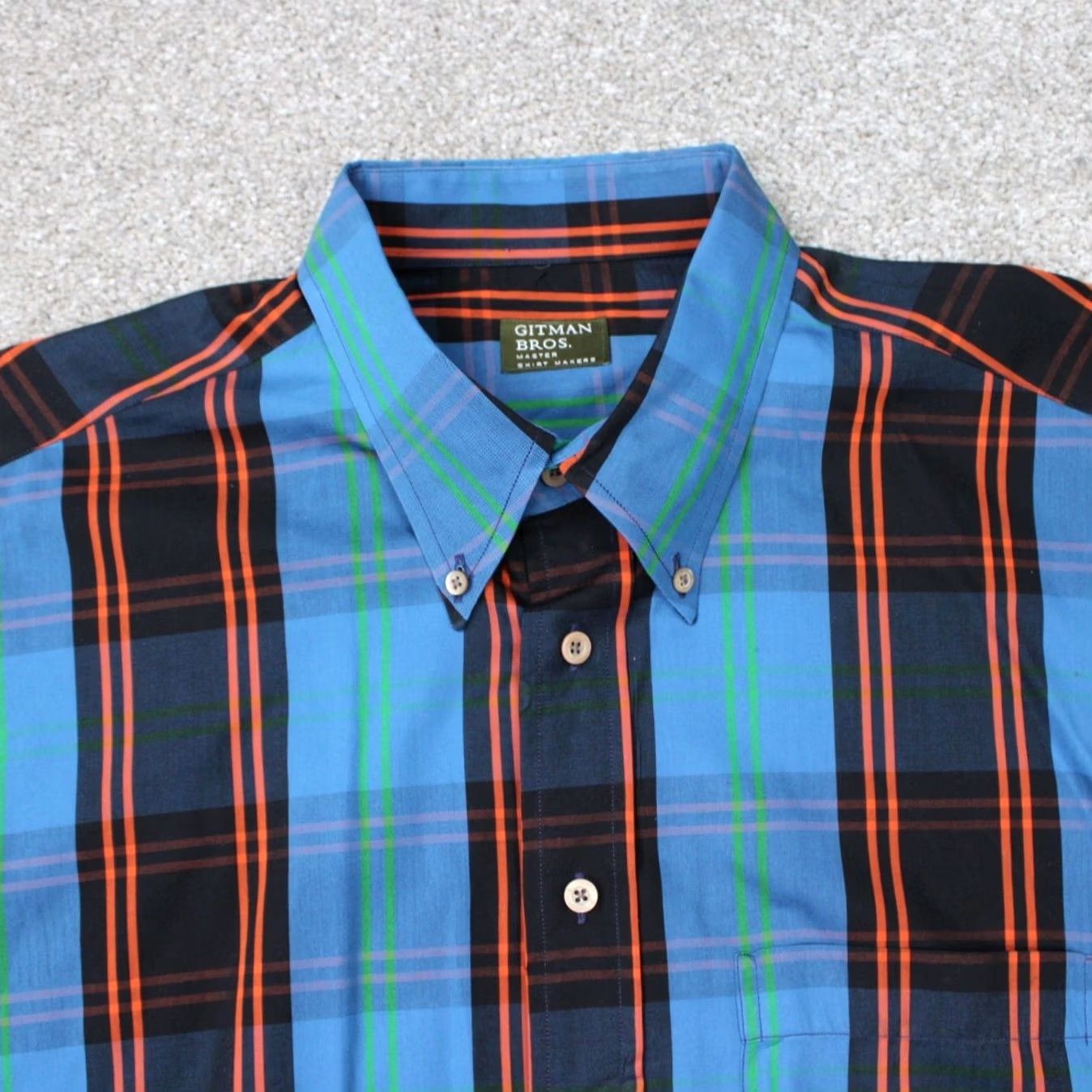 Vintage Gitman Bros Shirt Mens XL Blue/Orange/Black 100% Cotton Long Sleeve Button-Down Model: Sportsman Vintage: No Size US XL / EU 56 / 4 - 6 Thumbnail