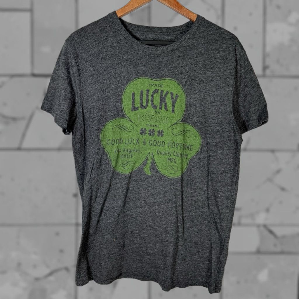 Lucky Brand Lucky Brand Gray Polyester Blend Clover Graphic Tee Mens Size M Size US M / EU 48-50 / 2 - 1 Thumbnail