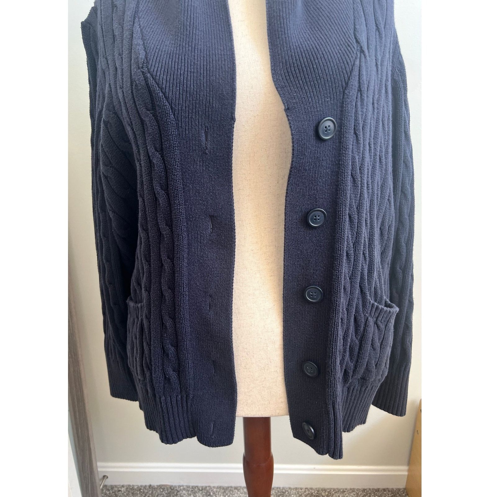 St. Johns Bay St John’s Bay Cable Knit Long Sleeve Cardigan Sweater 1X Size XL / US 12-14 / IT 48-50 - 3 Thumbnail