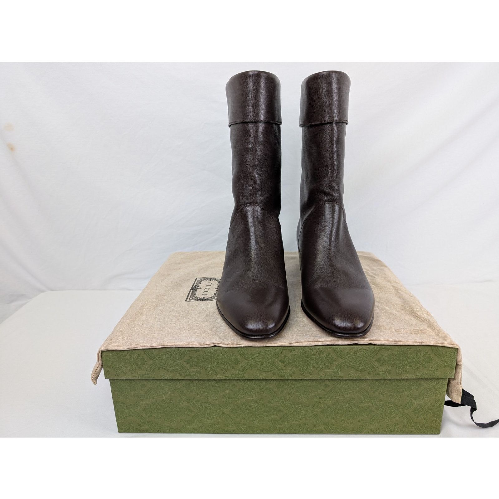 Gucci o1rshd1 Men's Heeled Boots in Chocolate Size US 11.5 / EU 44-45 - 13 Thumbnail