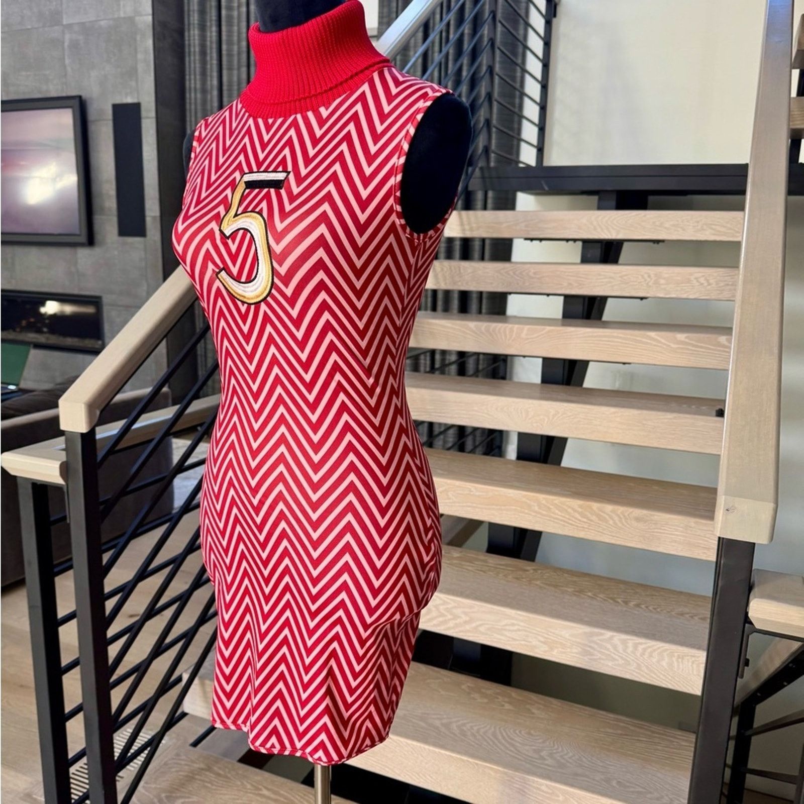 Other New Y2K Stylish Red Chevron Sleeveless Dress size Xs Size XS / US 0-2 / IT 36-38 - 4 Thumbnail