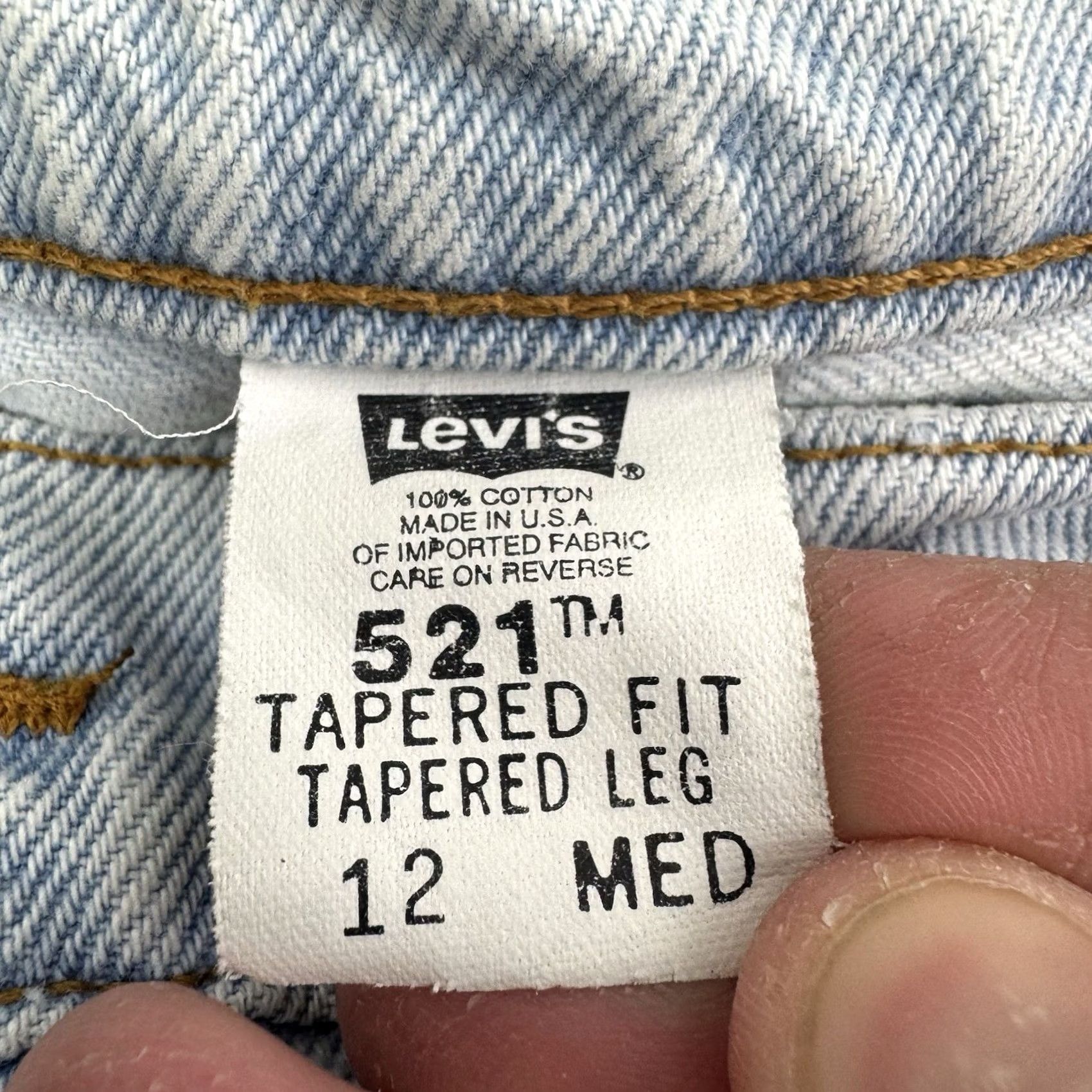 Levi's VINTAGE Levis 521 Jeans Womens 12 MED Tapered High Waist Hipster 90s USA Size 34" / US 12 / IT 48 - 3 Thumbnail